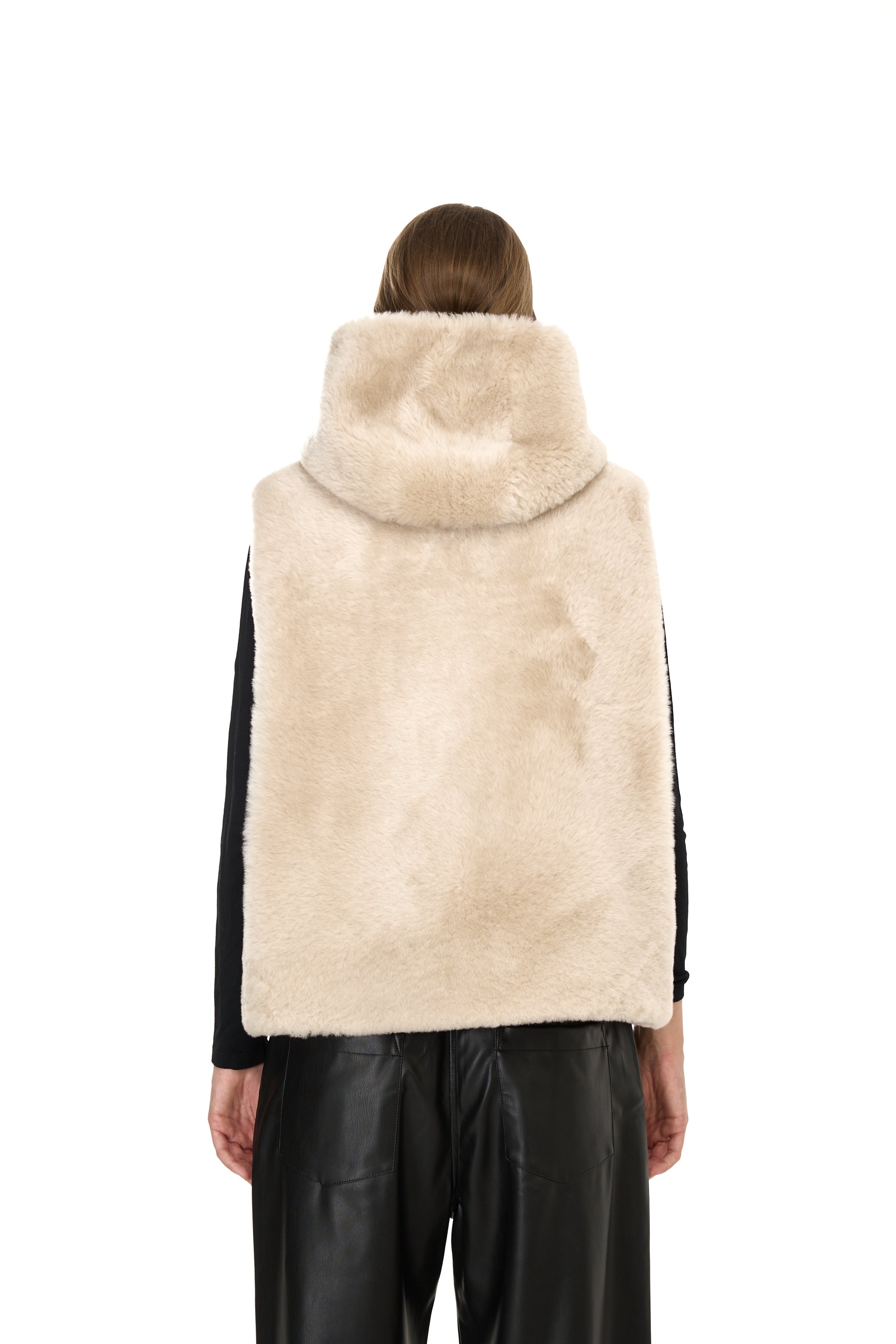 LAMBE BEIGE - Amorak Italie Vest à capuche dans Merino