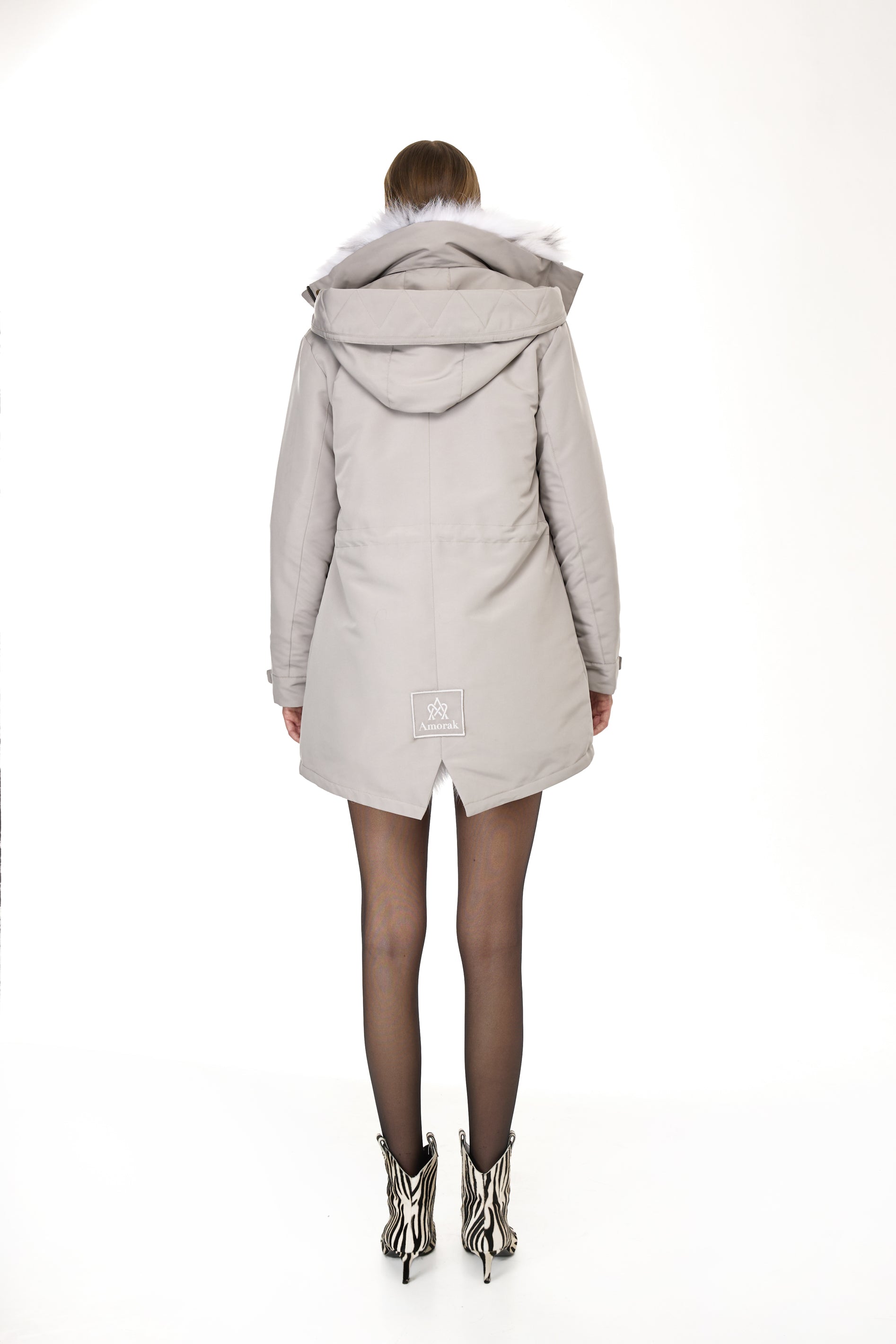 Parka Elegant Fox Linx with high collar and removable fox vest