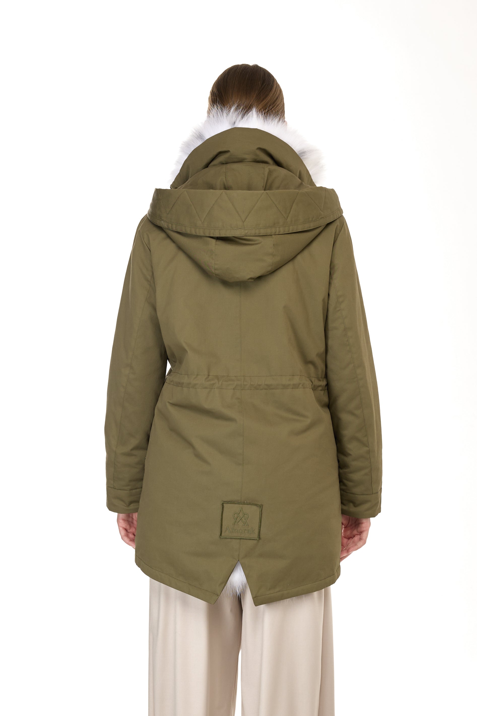 Parka Elegant Fox Linx with high collar and removable fox vest