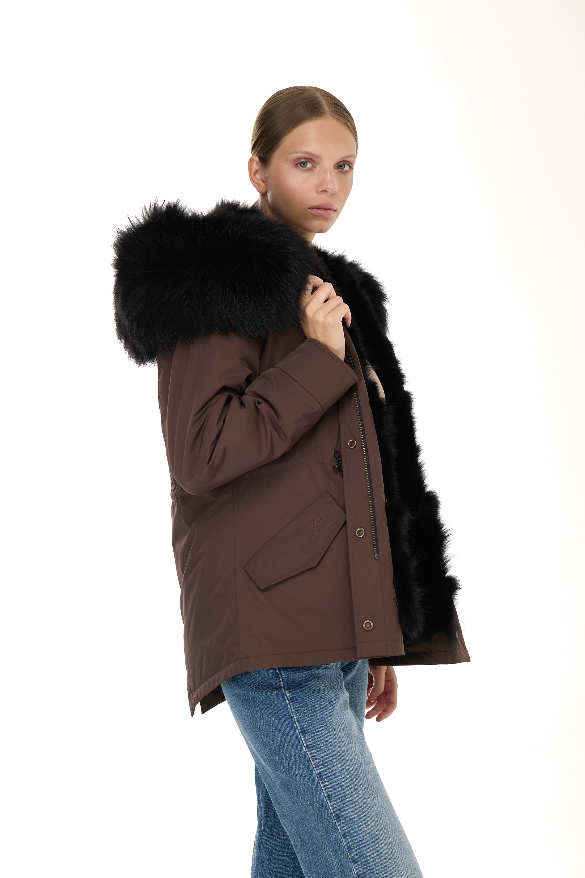 Park Short Urban Black in waterproof cotton mixed with coyote vest