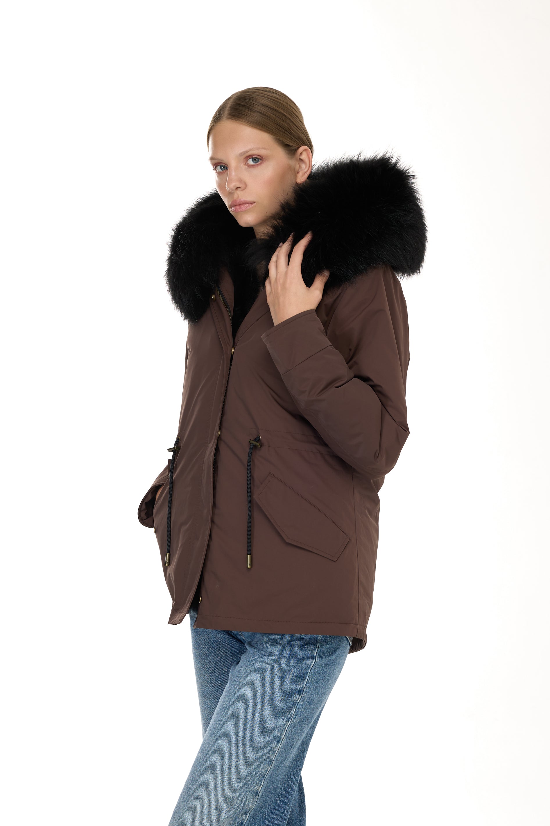 Park Short Urban Black in waterproof cotton mixed with coyote vest