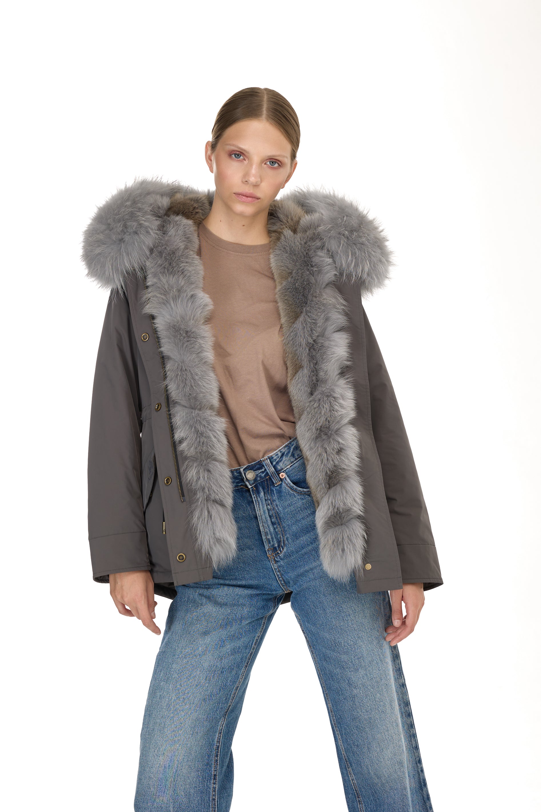 Park Short Urban Gray in waterproof cotton mixed with coyote vest