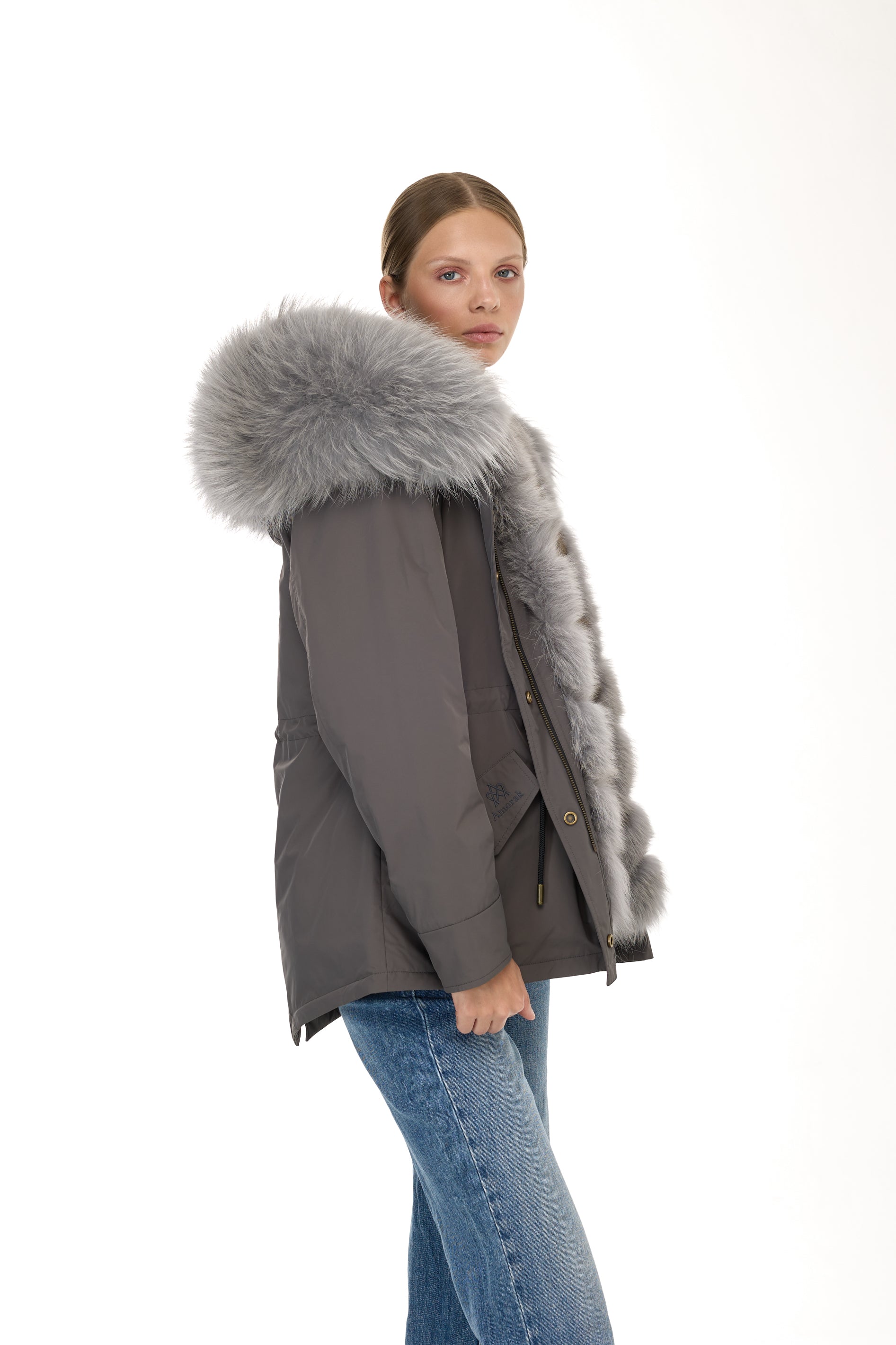 Park Short Urban Gray in waterproof cotton mixed with coyote vest