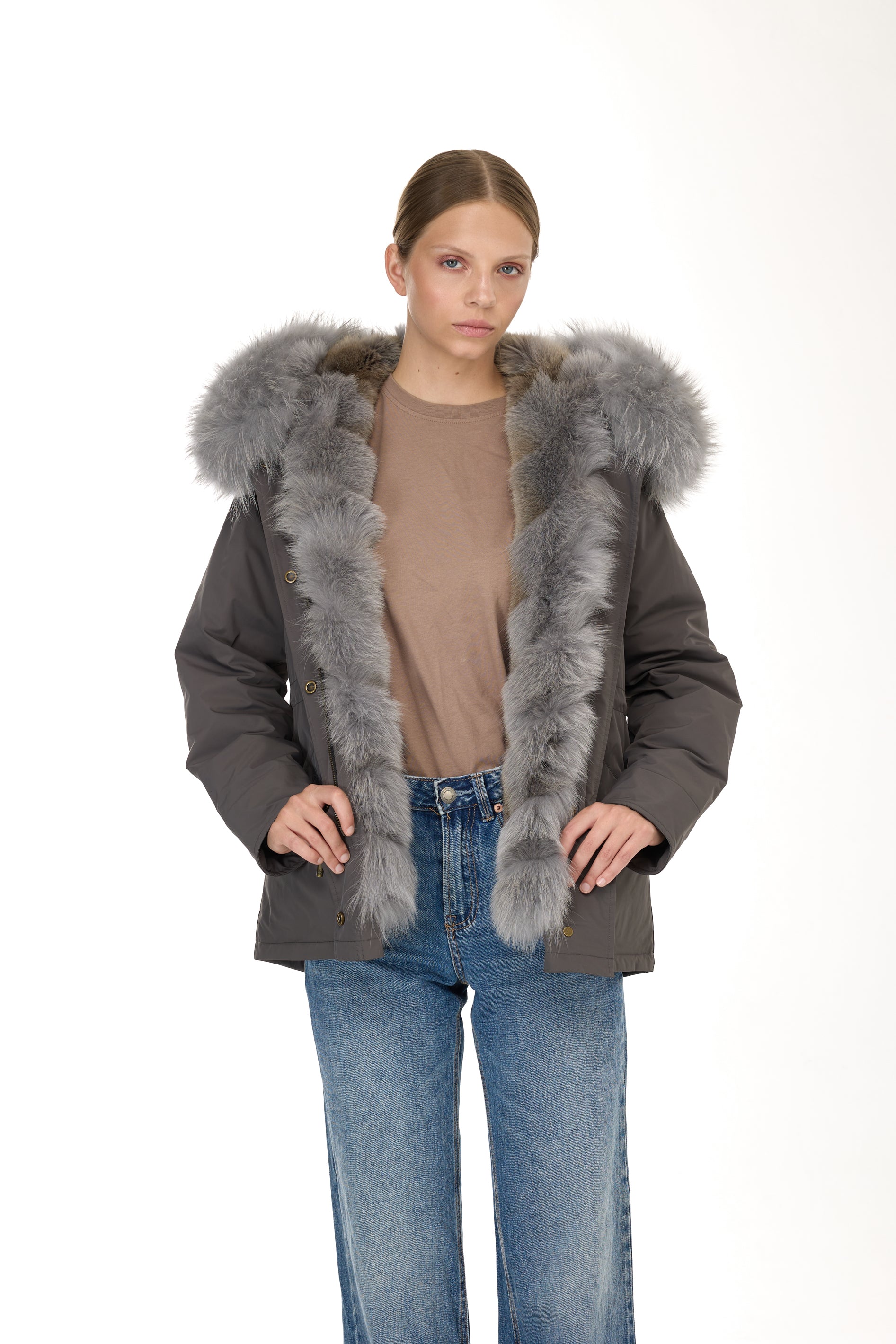 Park Short Urban Gray in waterproof cotton mixed with coyote vest