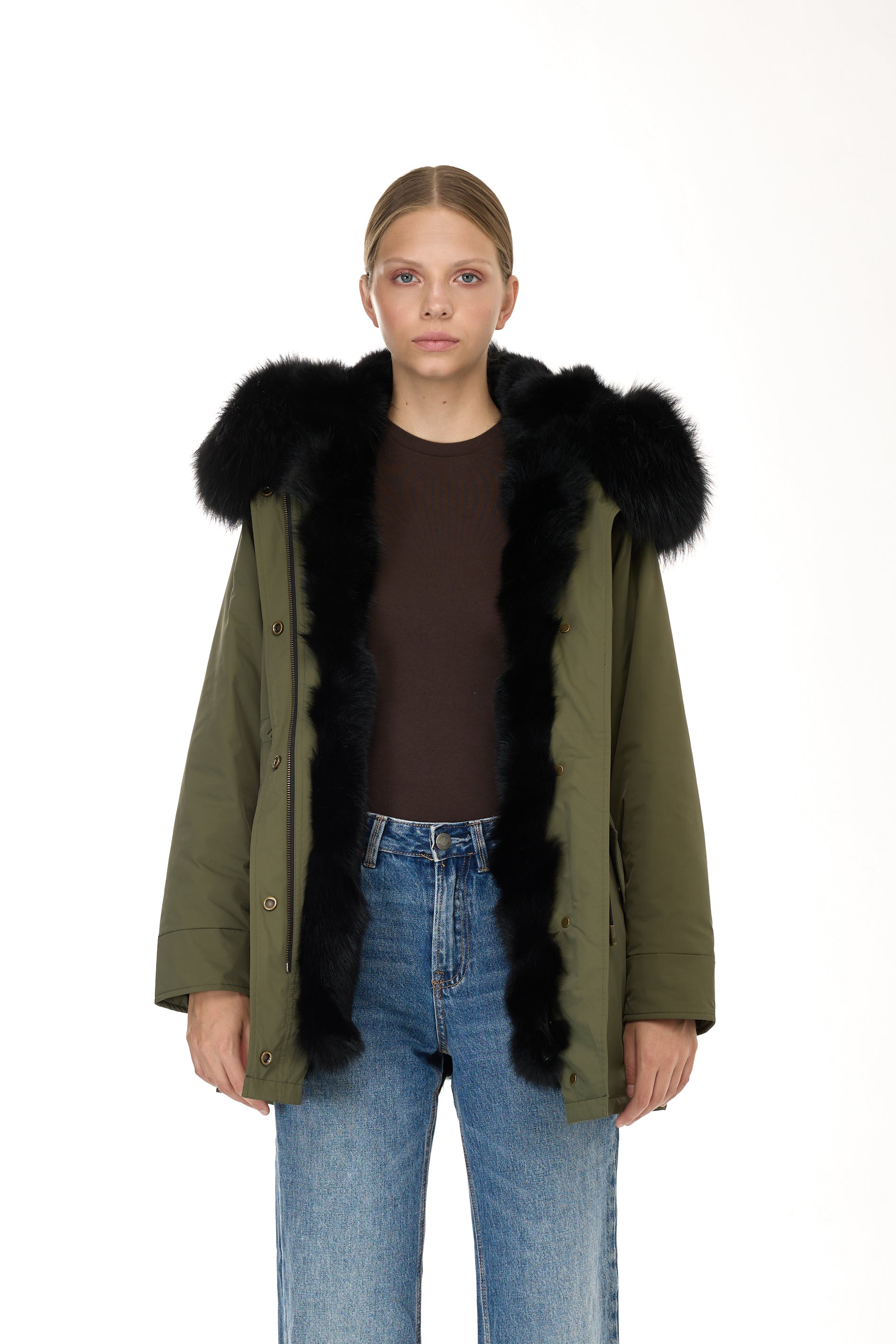 Park Long Urban Black in waterproof cotton mixed with coyote vest