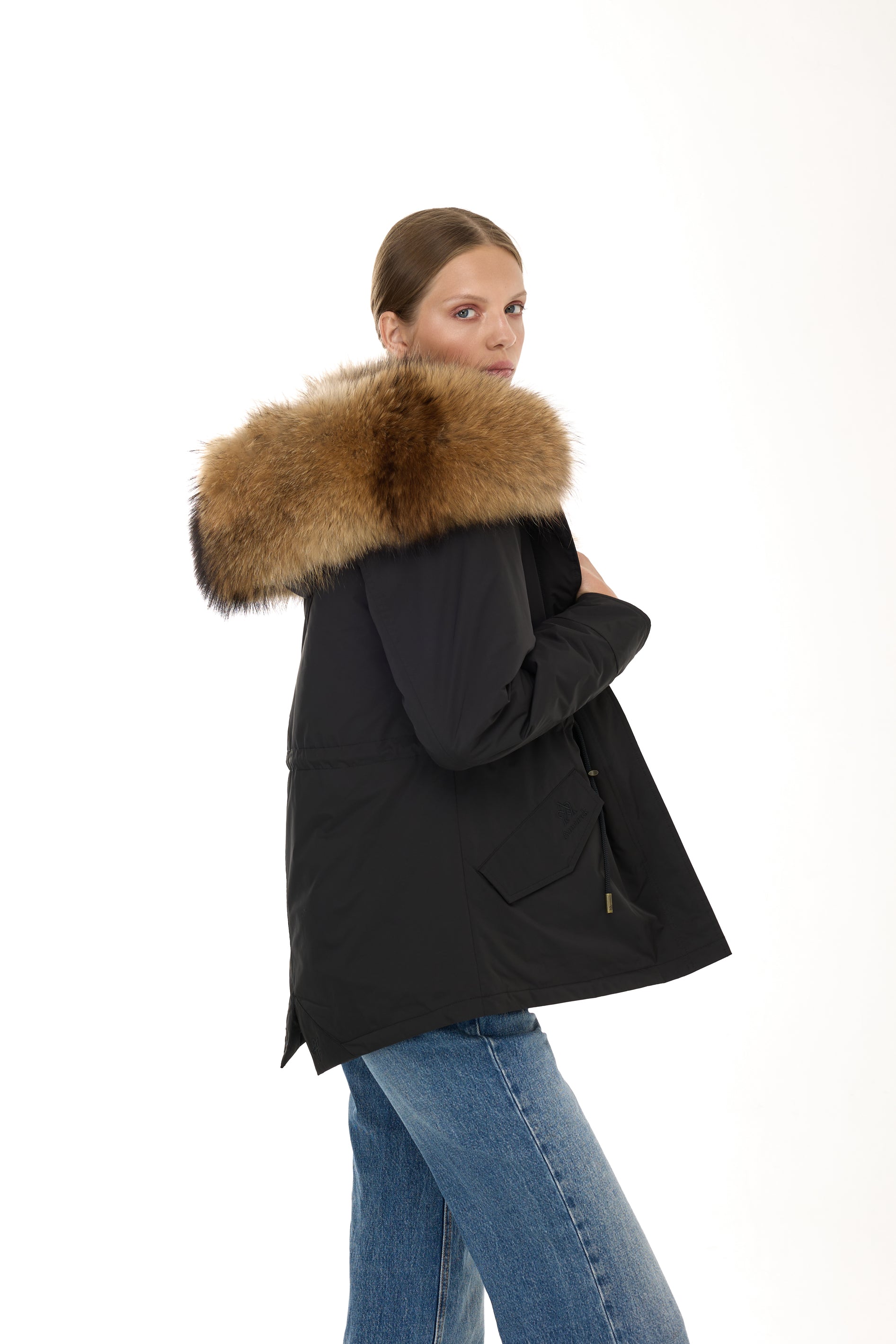 Park Short Urban Raccoon in waterproof cotton mixed with vest in saying