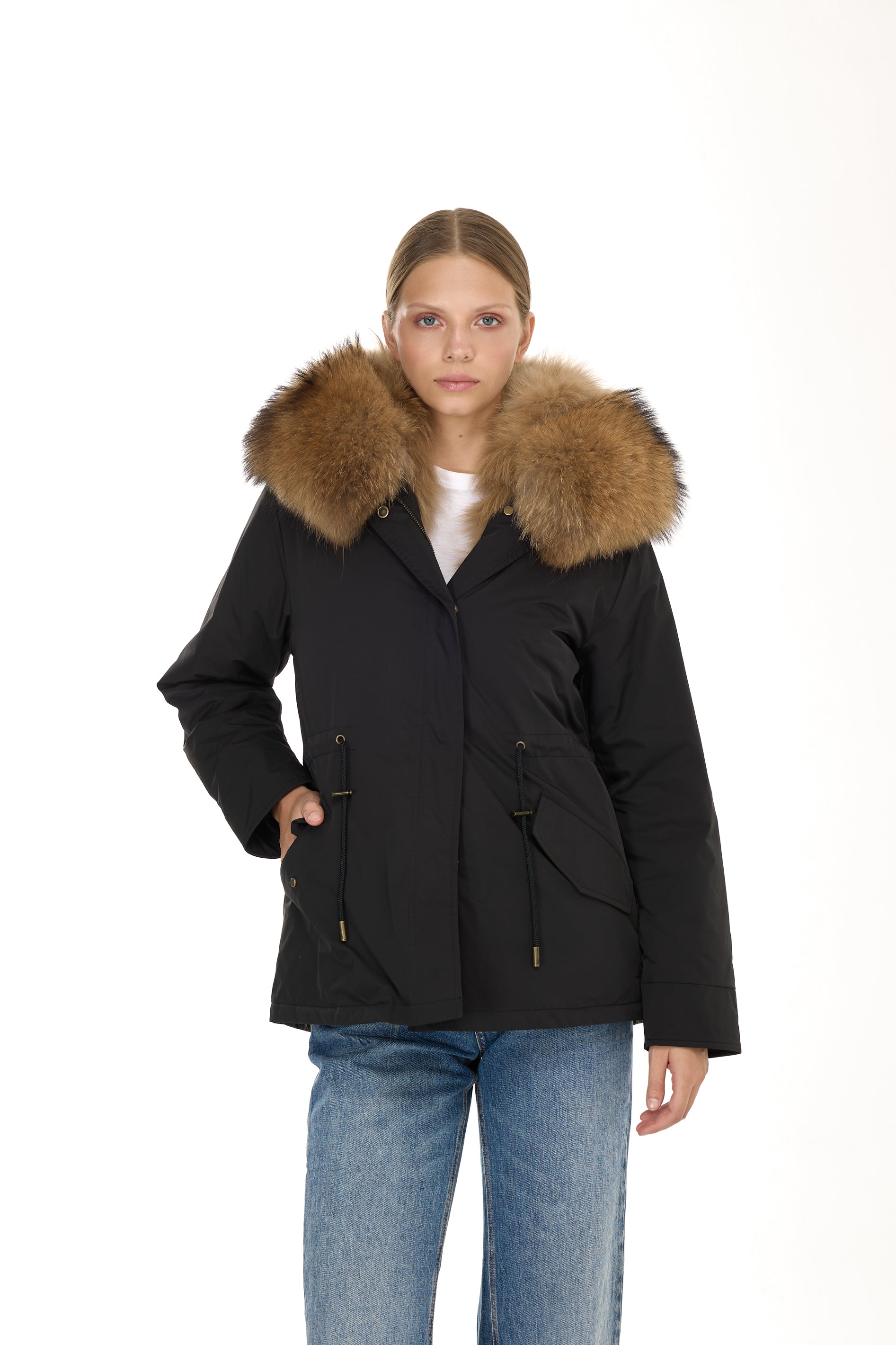 Park Short Urban Raccoon in waterproof cotton mixed with vest in saying