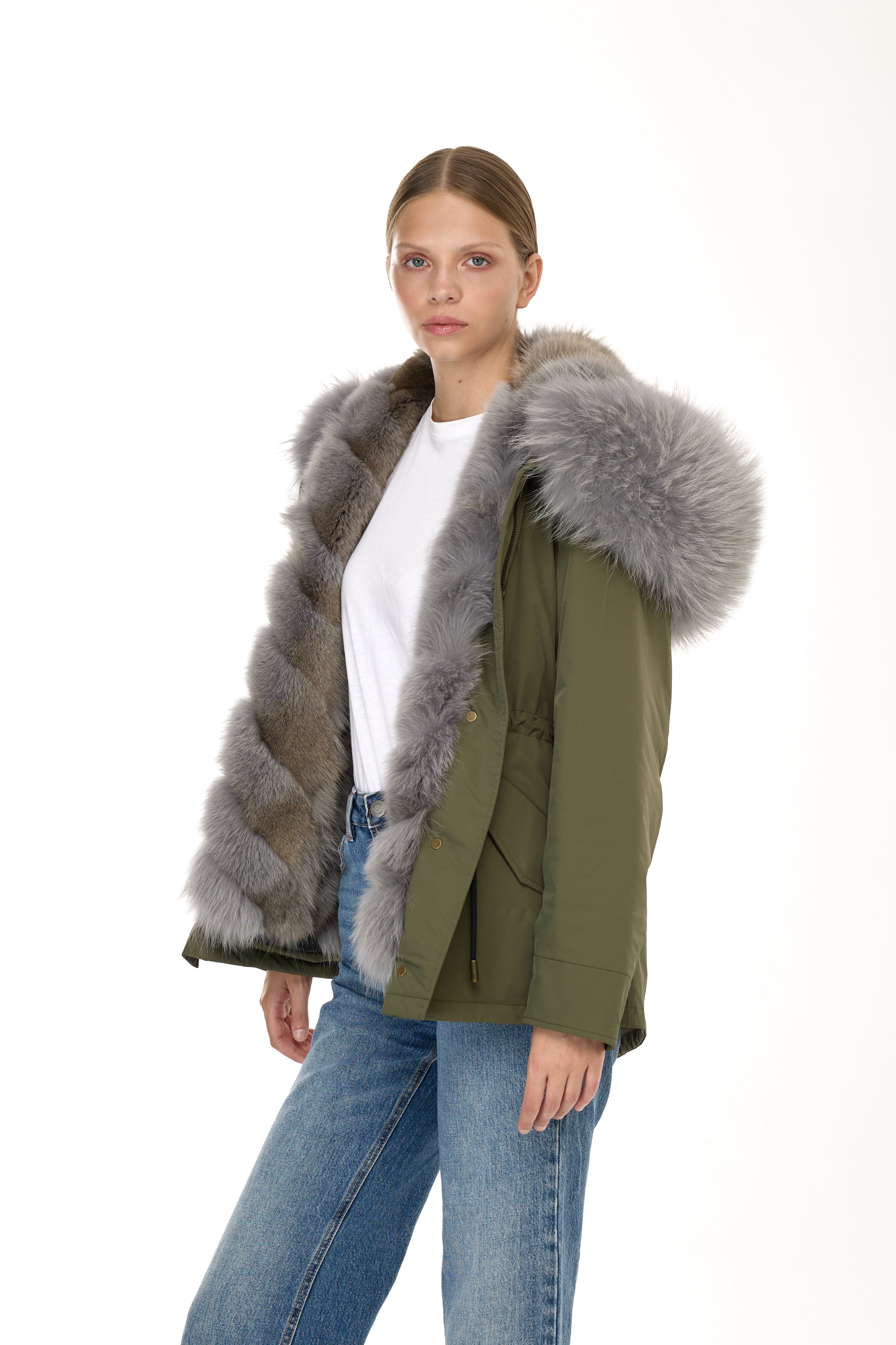 Park Short Urban Gray in waterproof cotton mixed with coyote vest