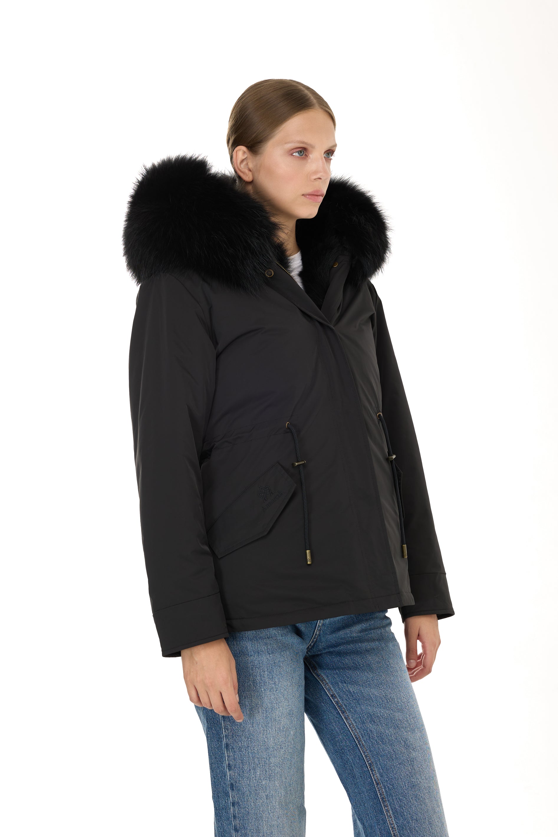 Park Short Urban Black in waterproof cotton mixed with coyote vest