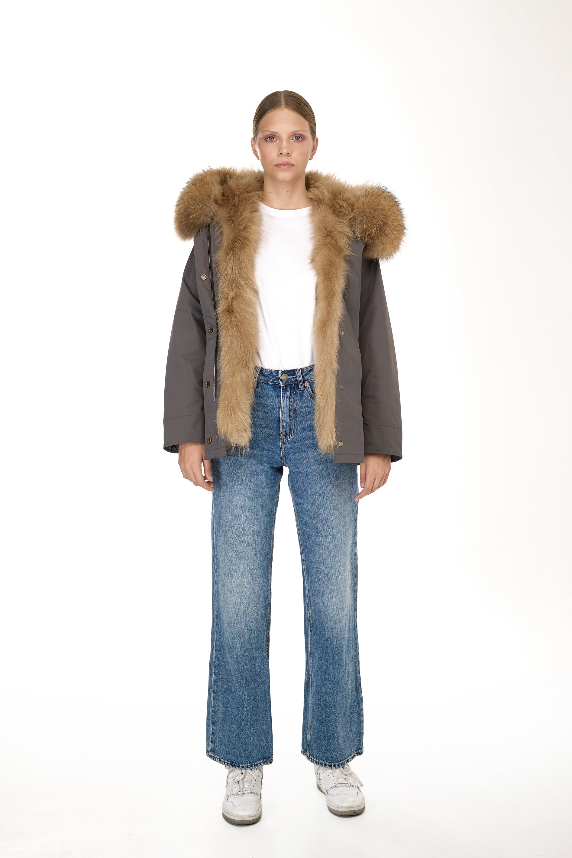 Park Short Urban Raccoon in waterproof cotton mixed with vest in saying