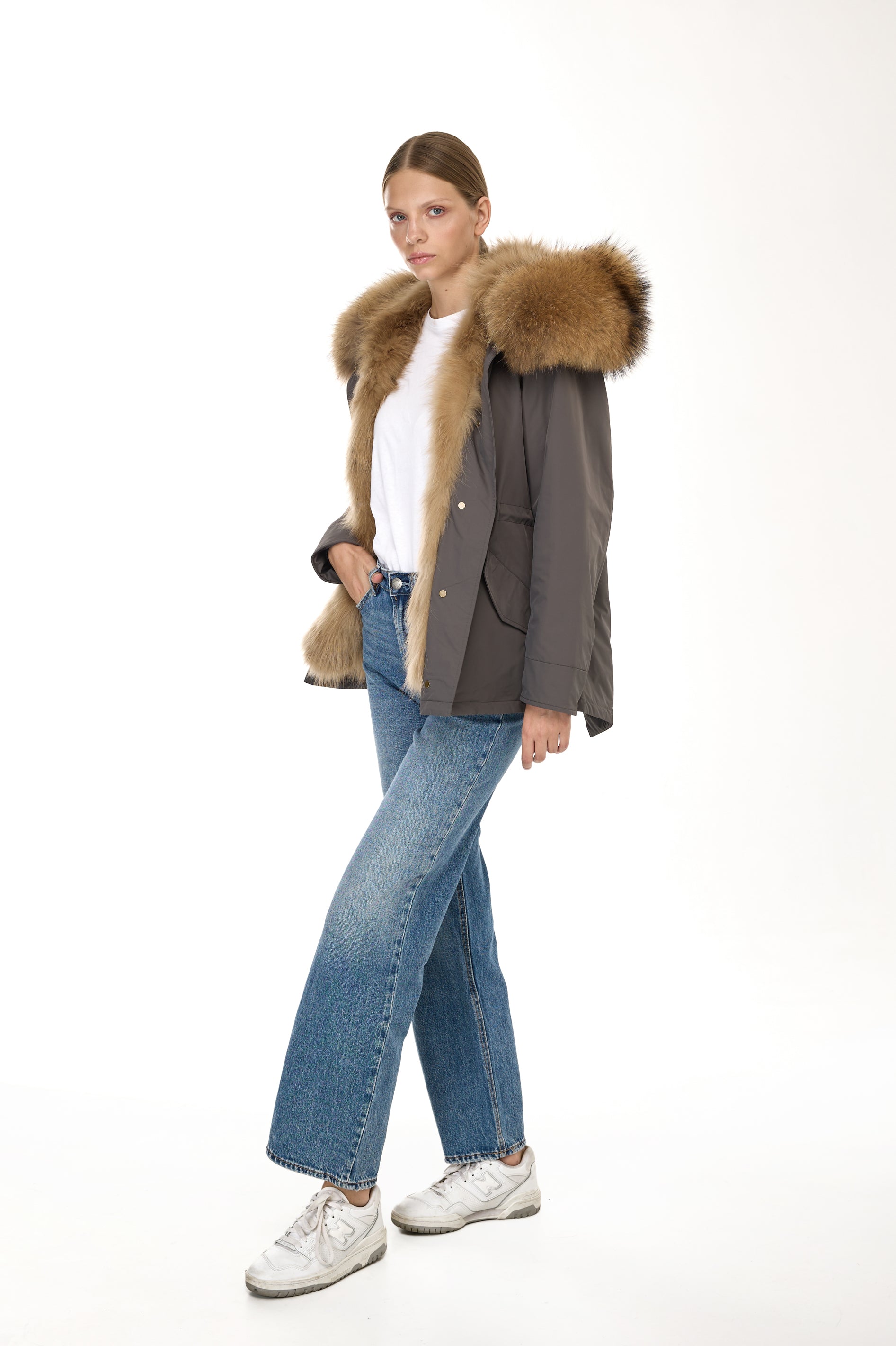 Park Short Urban Raccoon in waterproof cotton mixed with vest in saying