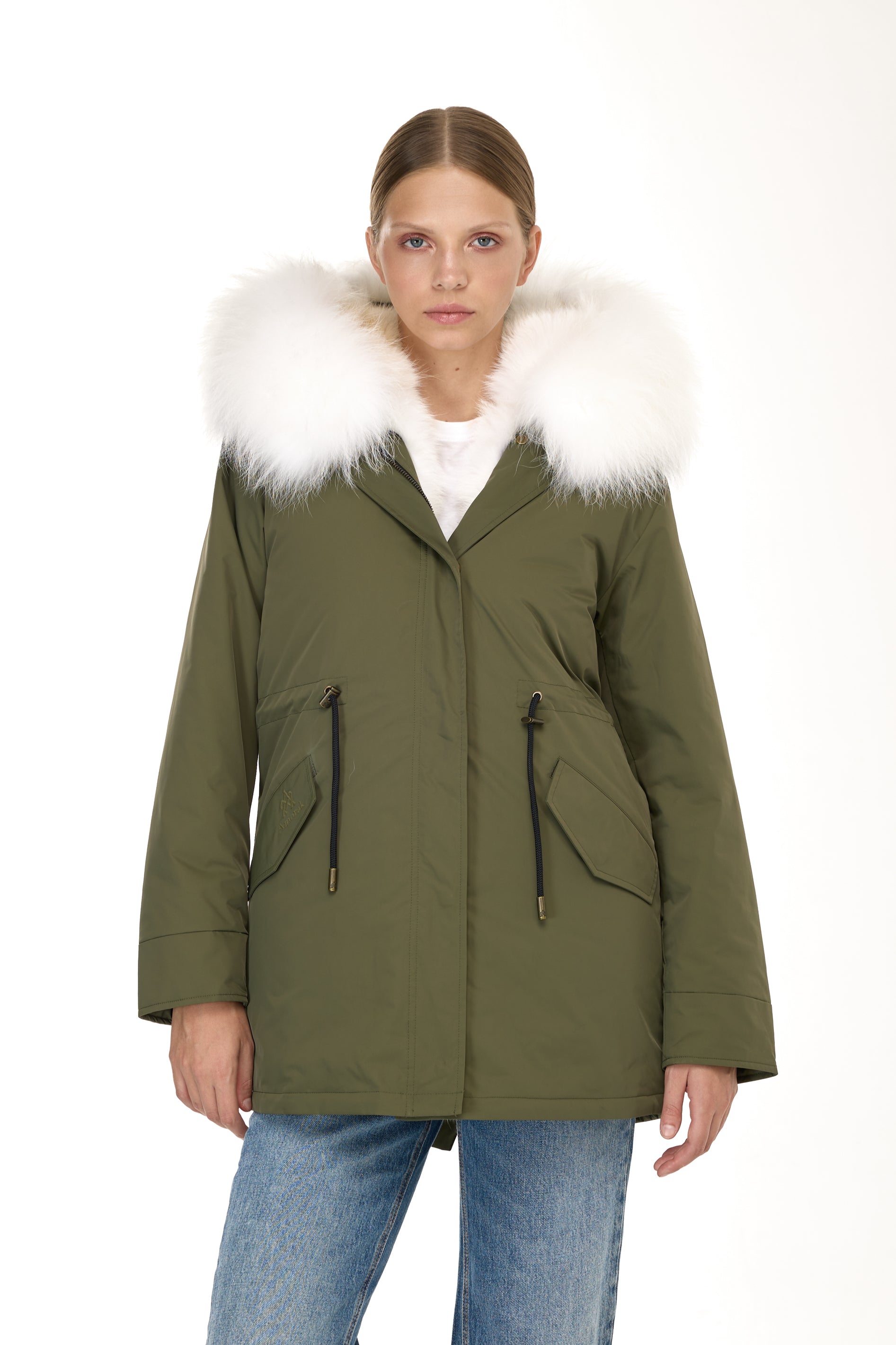 Park Long Urban White in Waterproof Cotton Mixed With Coyote vest