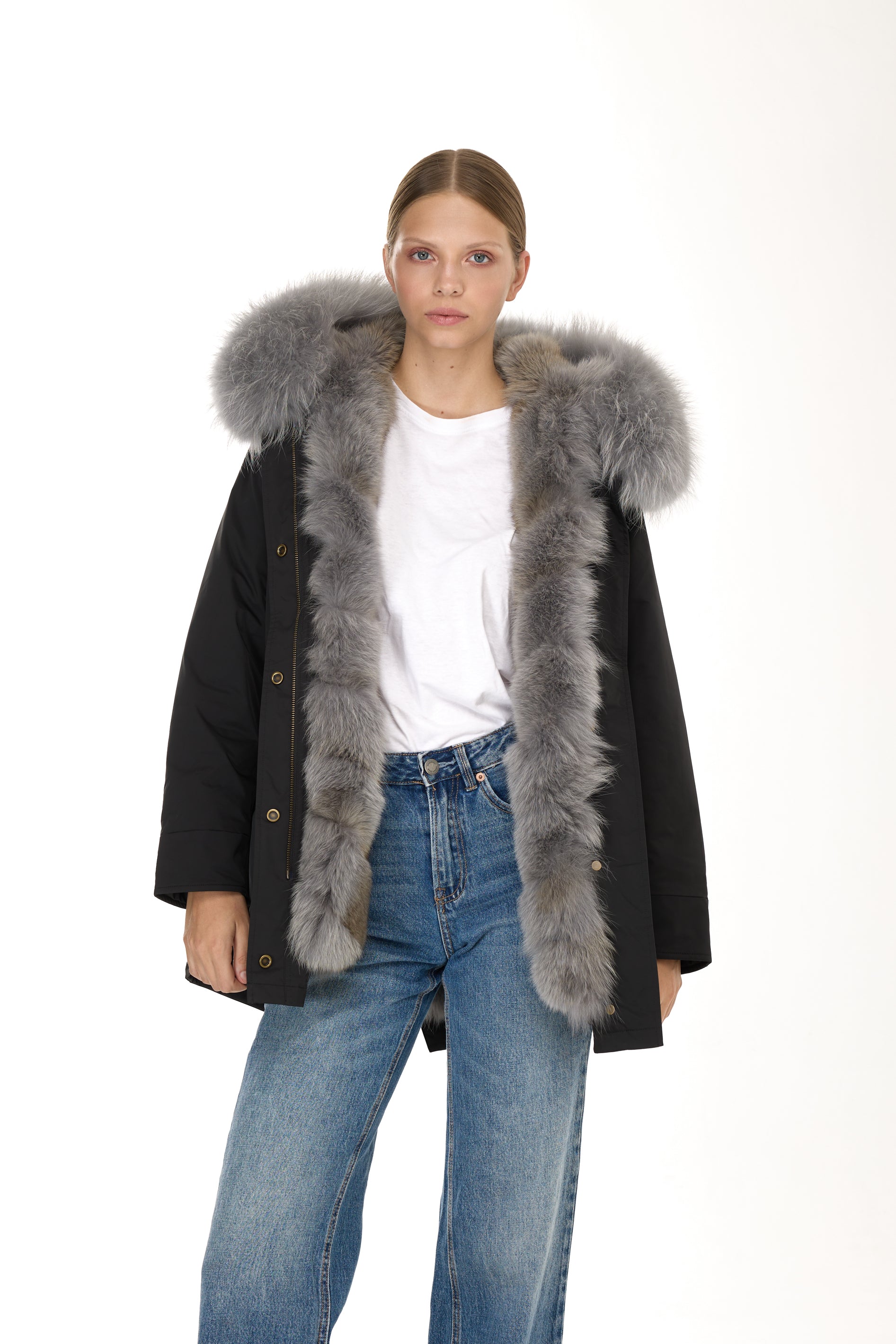 Park Long Urban Gray in waterproof cotton mixed with coyote vest