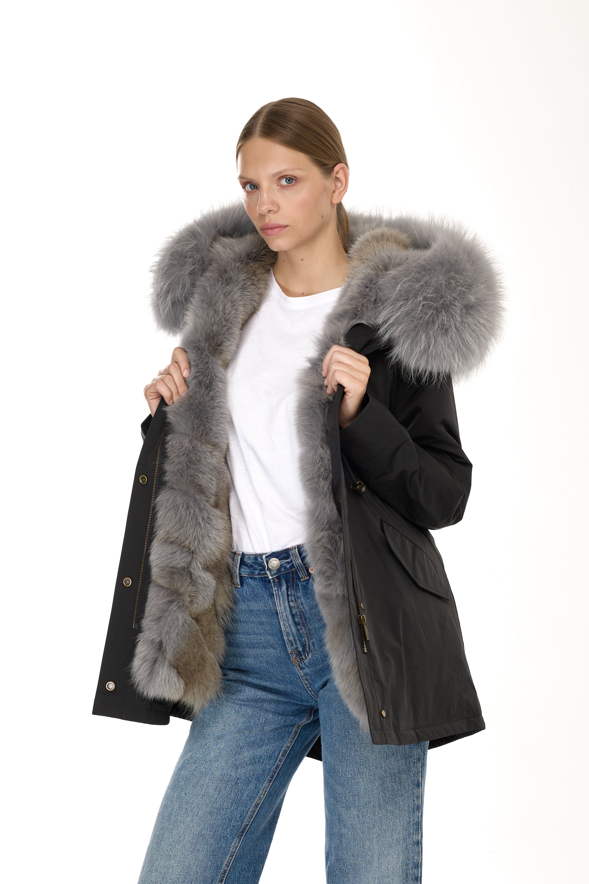 Park Long Urban Gray in waterproof cotton mixed with coyote vest
