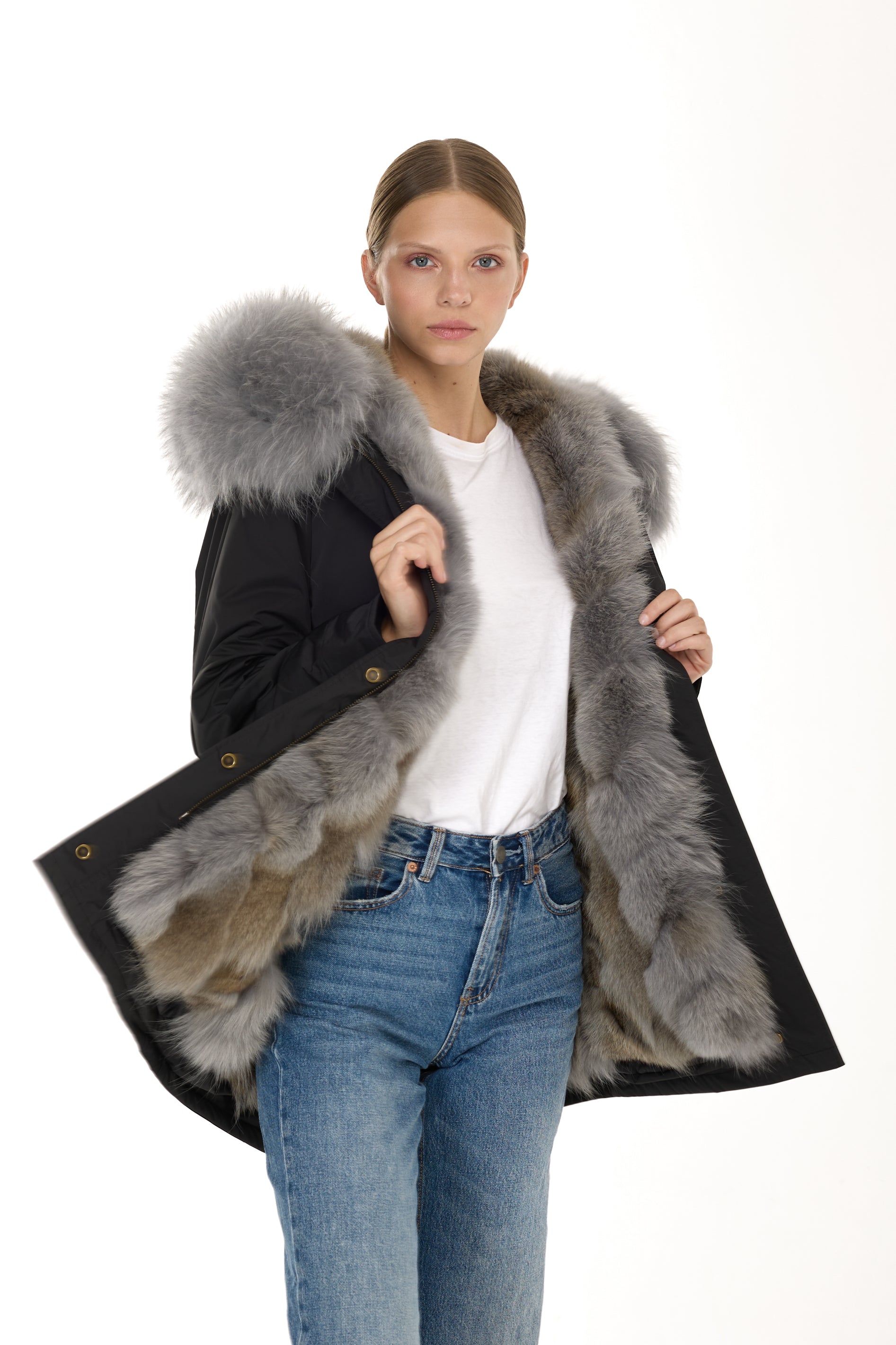 Park Long Urban Gray in waterproof cotton mixed with coyote vest