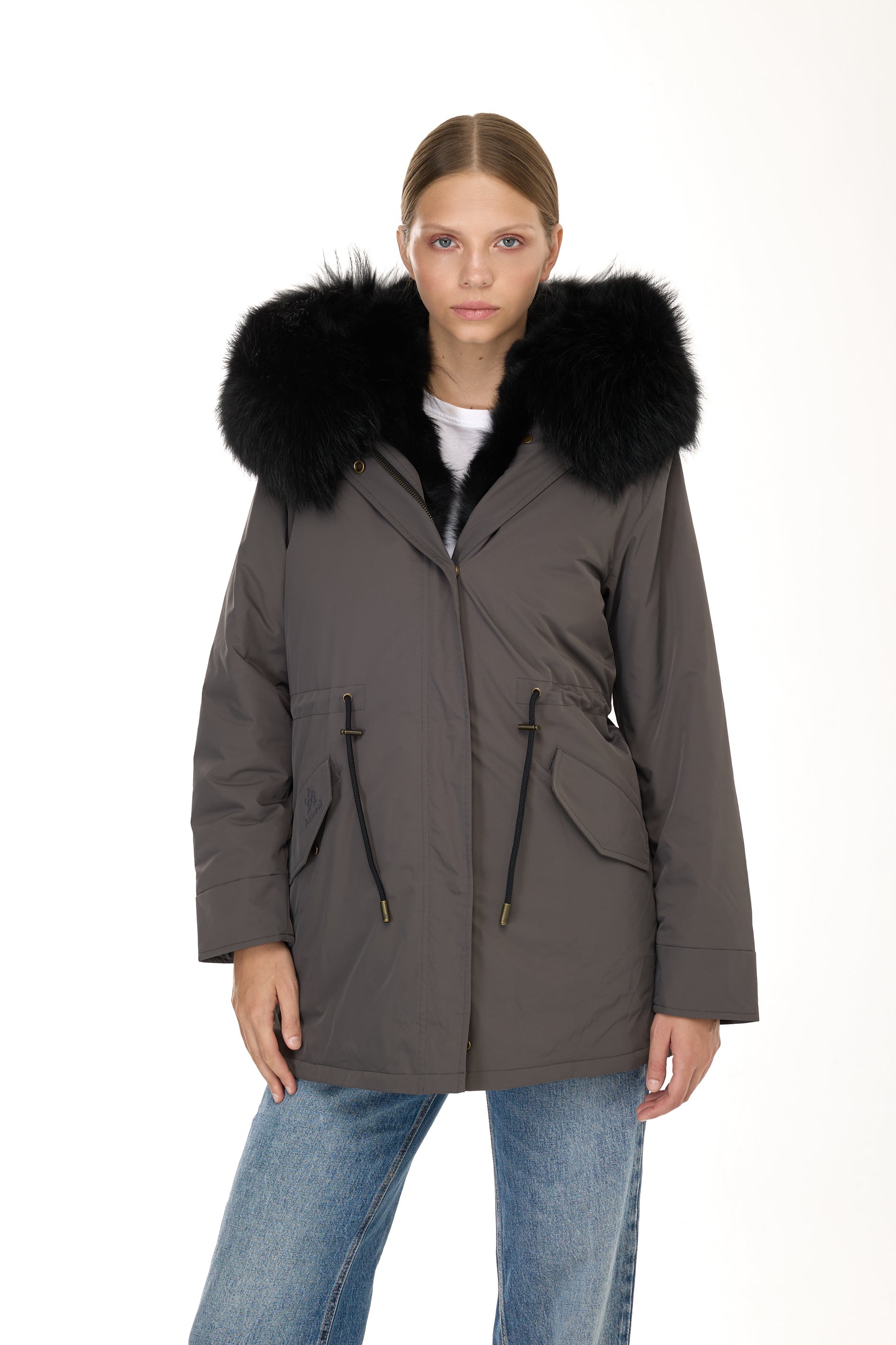 Park Long Urban Black in waterproof cotton mixed with coyote vest