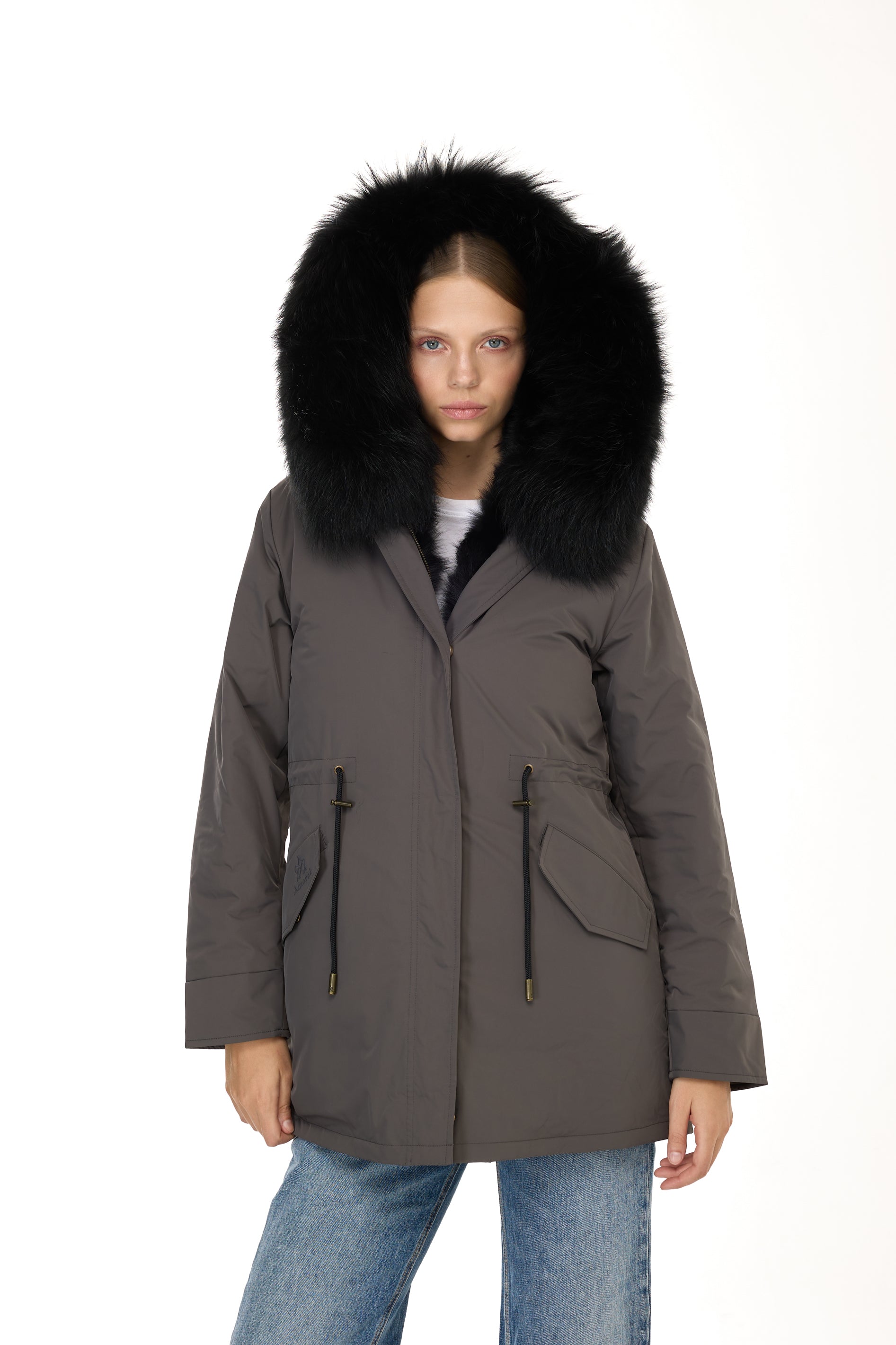 Park Long Urban Black in waterproof cotton mixed with coyote vest