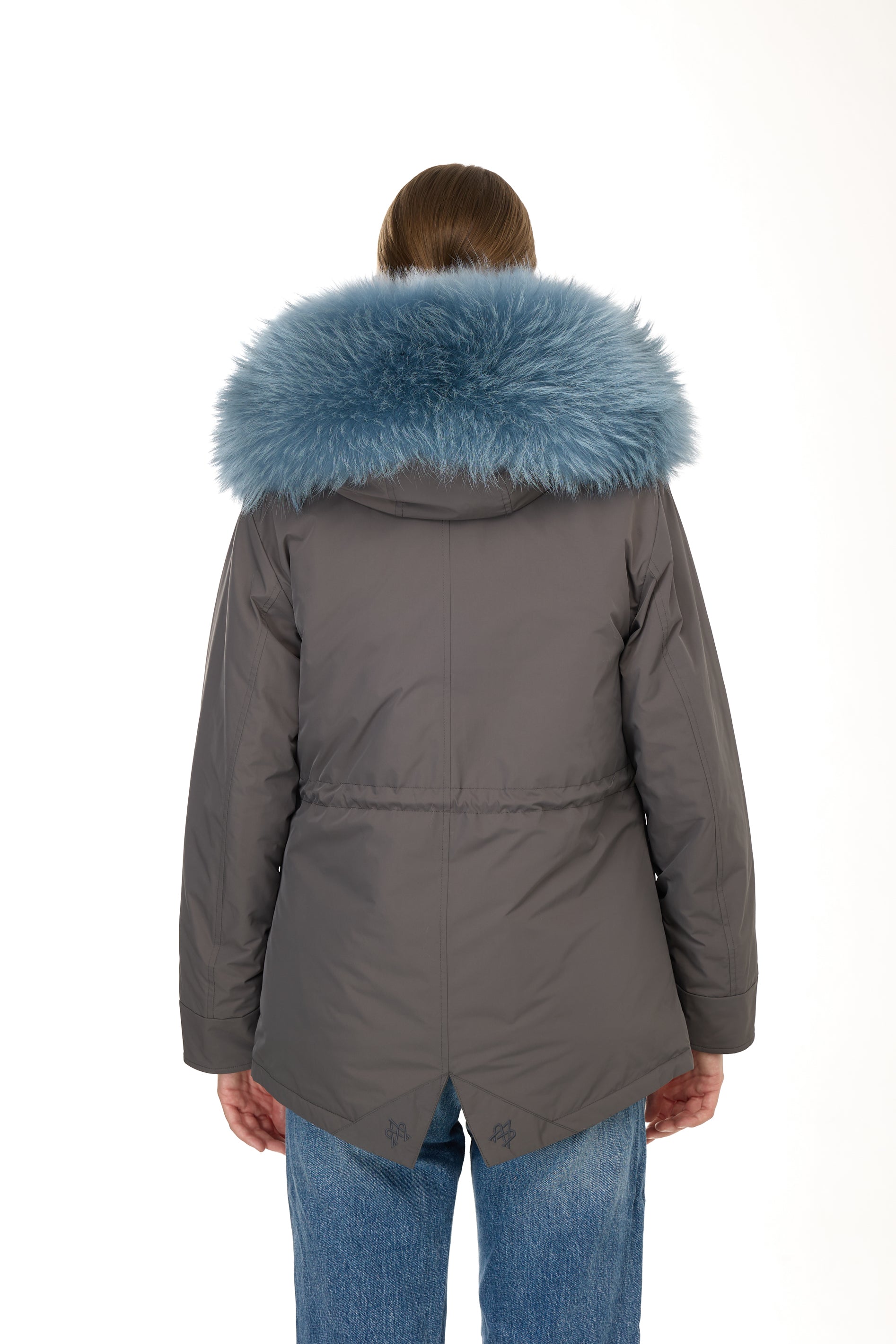 Parking Short Urban Greyish Blue In Mixed Cotton Waterproof with Coyote