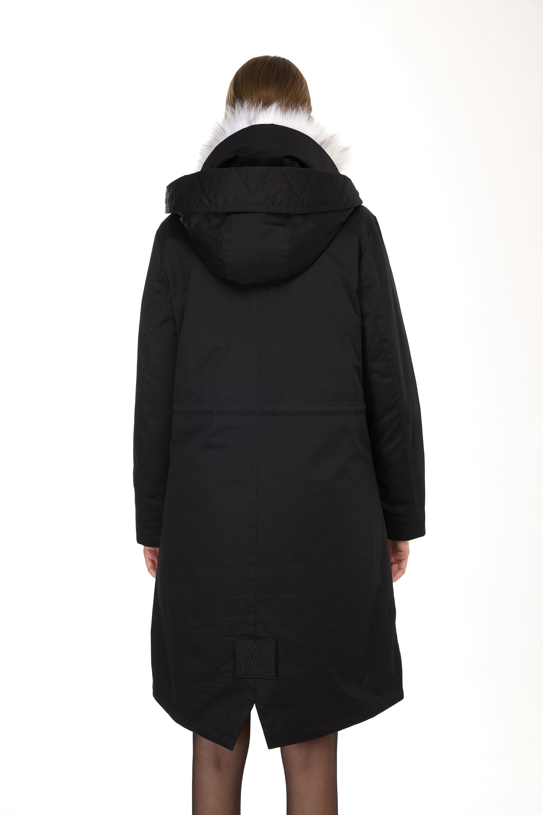 Parka X-Long Elegant Fox Linx with high collar and removable fox vest