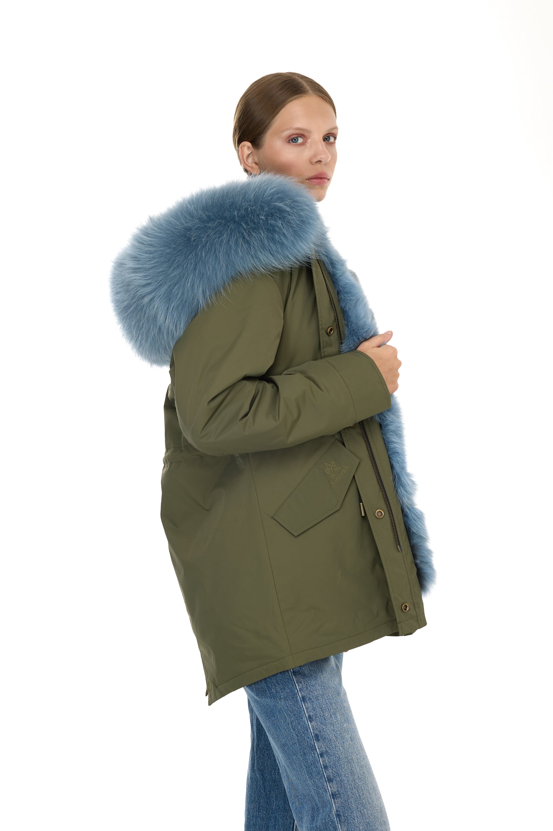 Park Long Urban Greyish Blue In Mistrate Waterproof Cotton with Coyote
