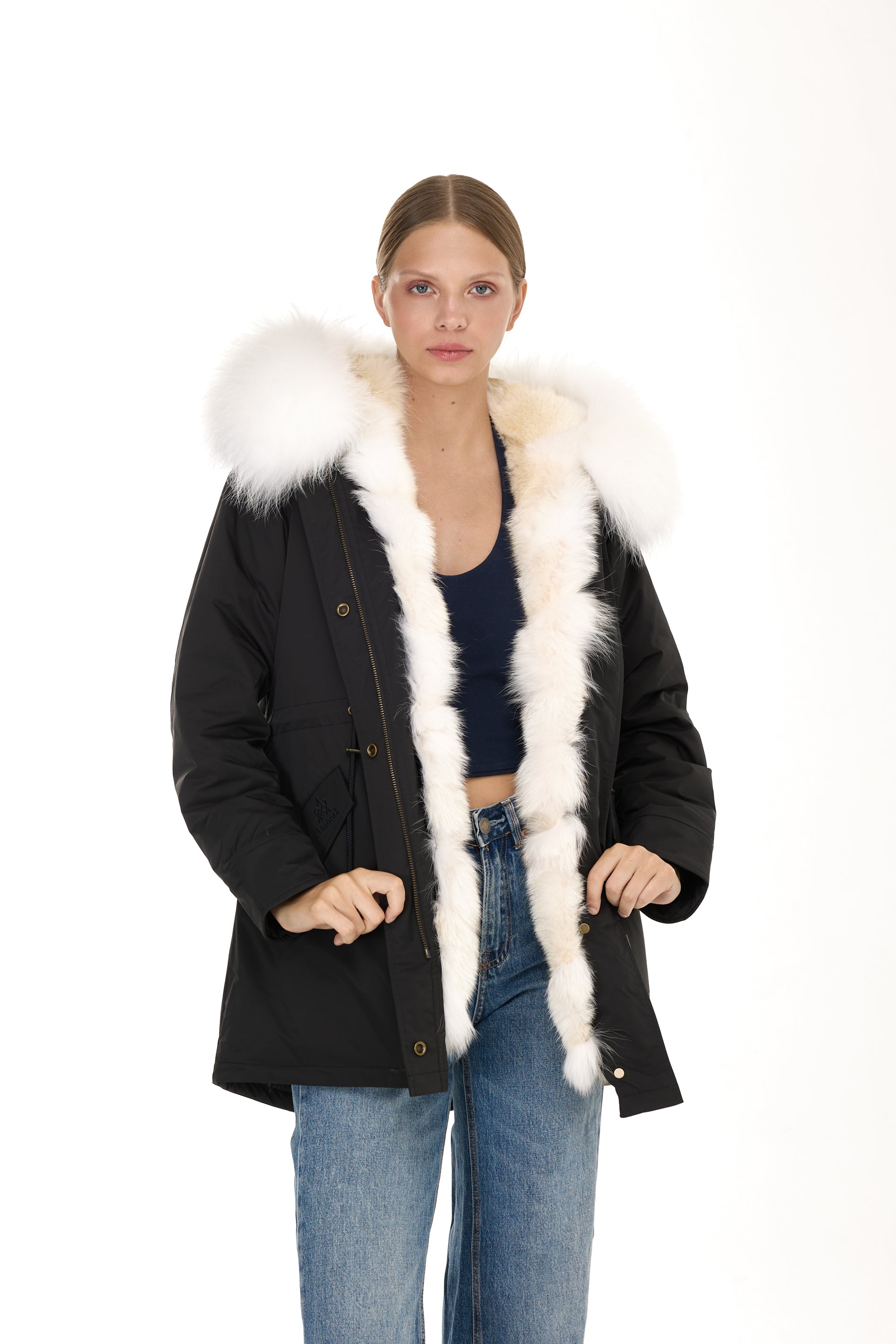 Park Long Urban White in Waterproof Cotton Mixed With Coyote vest