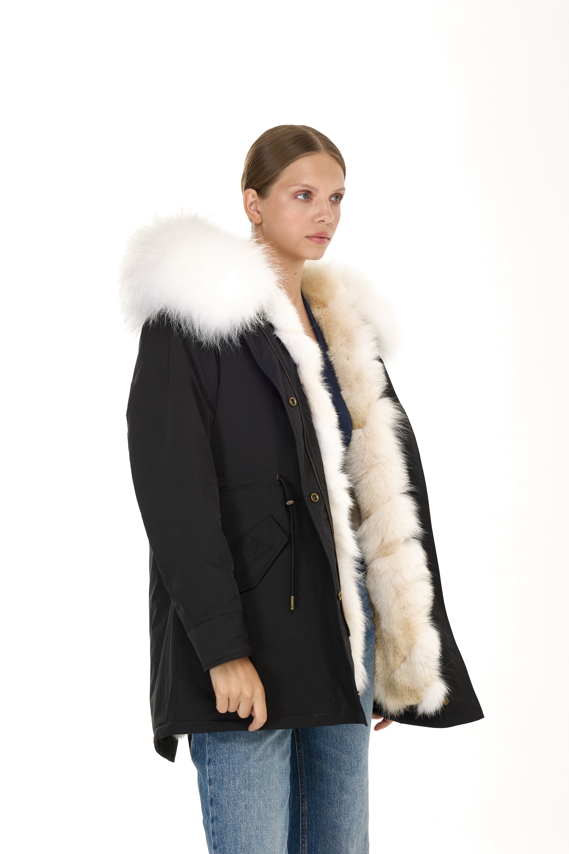 Park Long Urban White in Waterproof Cotton Mixed With Coyote vest