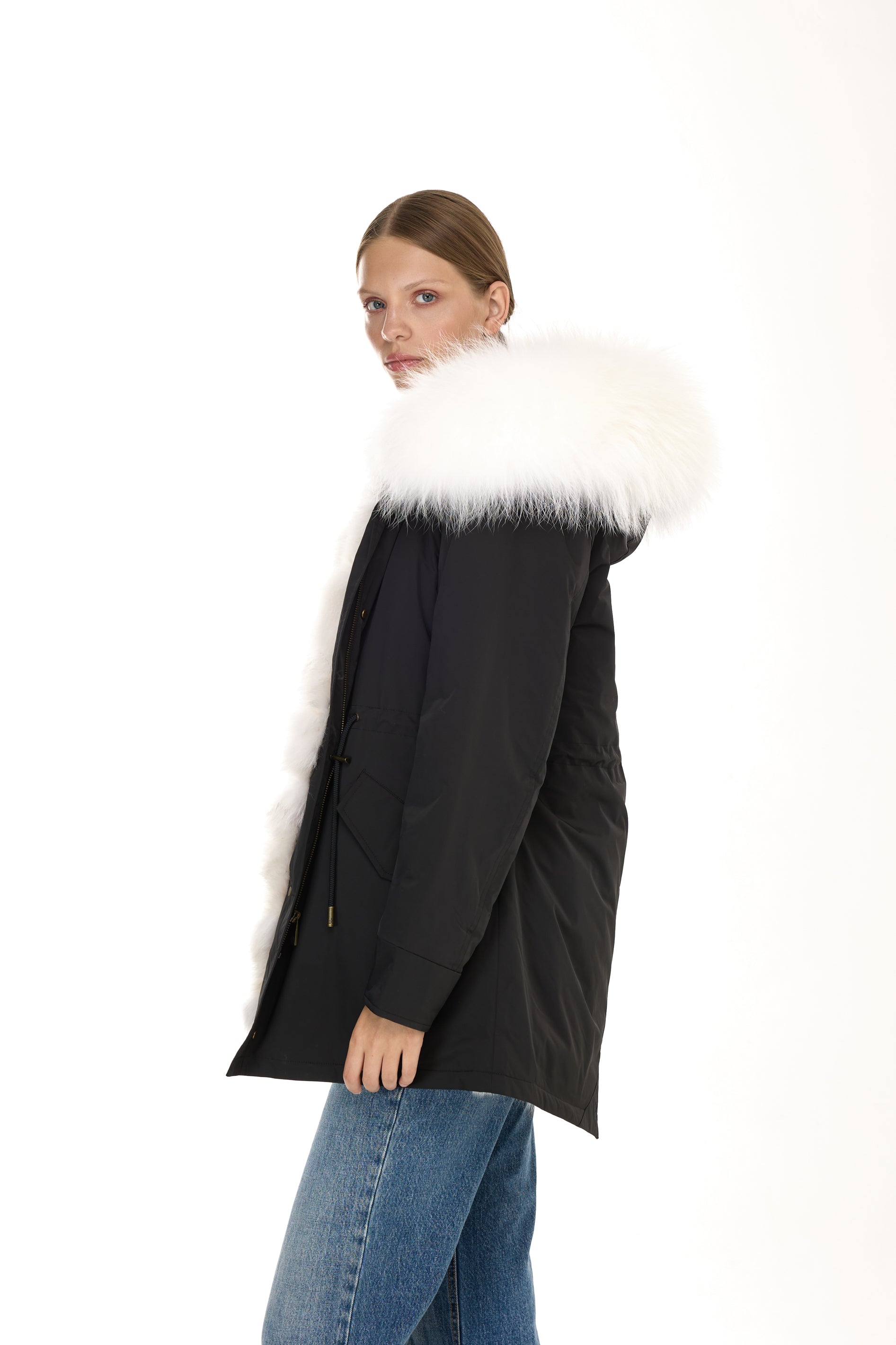 Park Long Urban White in Waterproof Cotton Mixed With Coyote vest
