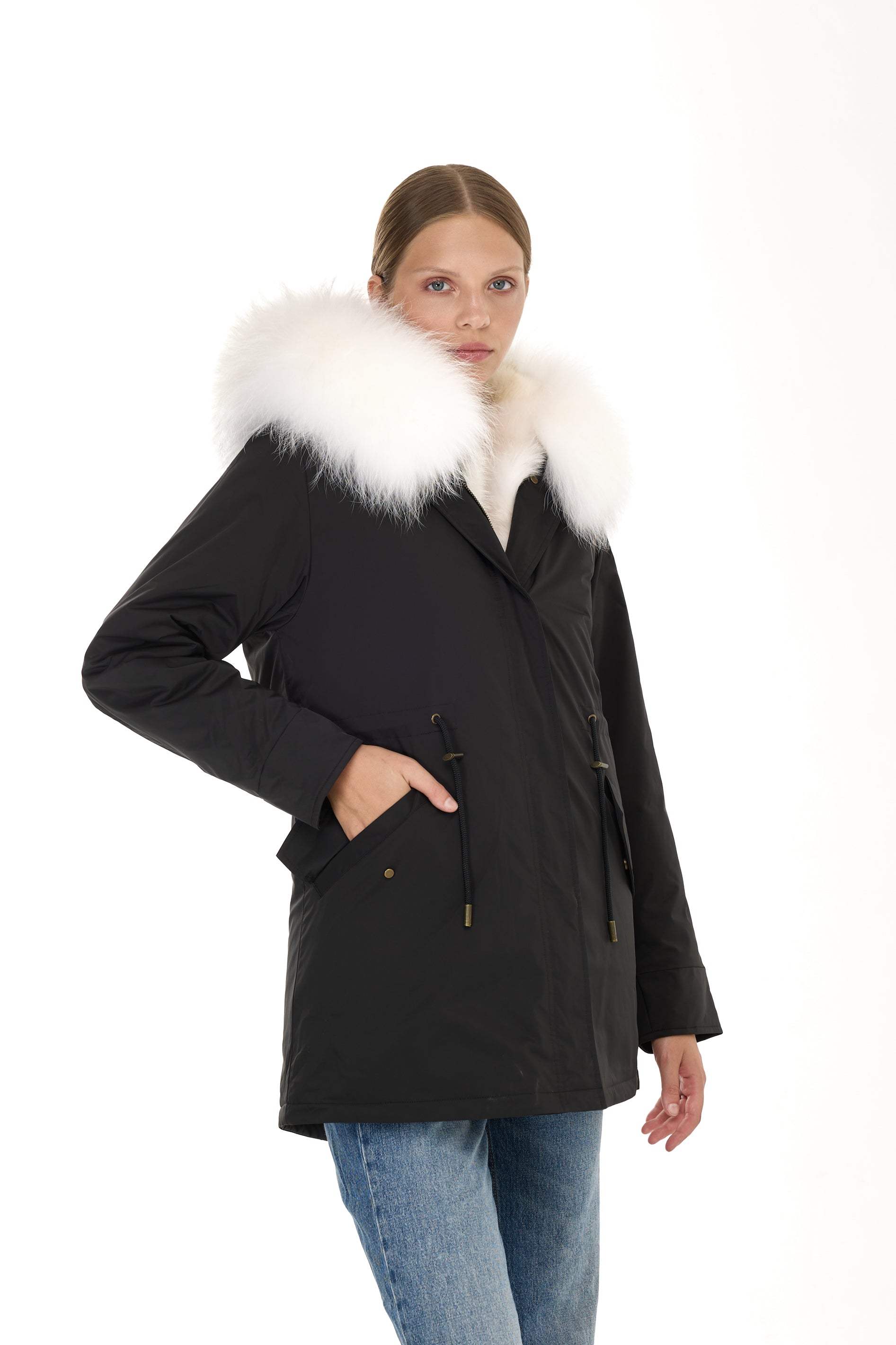 Park Long Urban White in Waterproof Cotton Mixed With Coyote vest