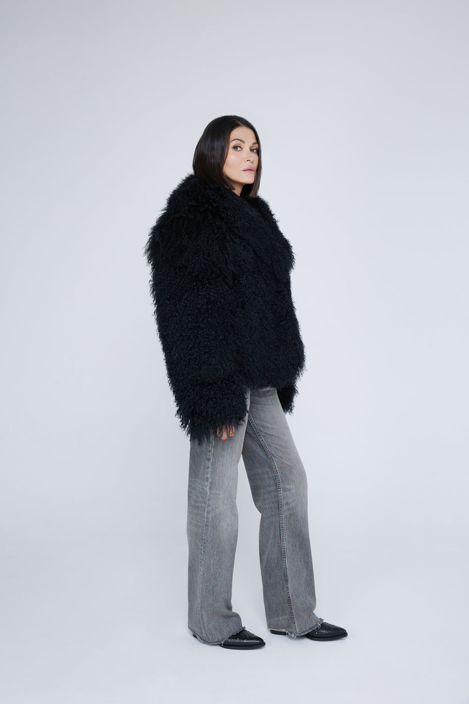 Mongolia shearling Coat Black