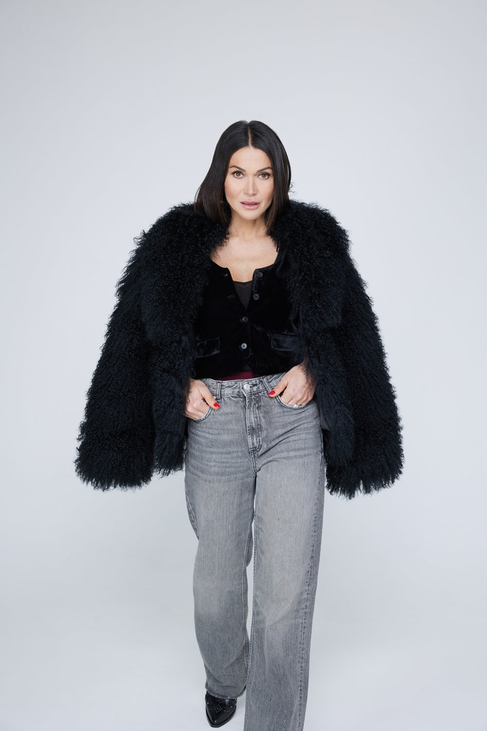 Mongolia shearling Coat Black