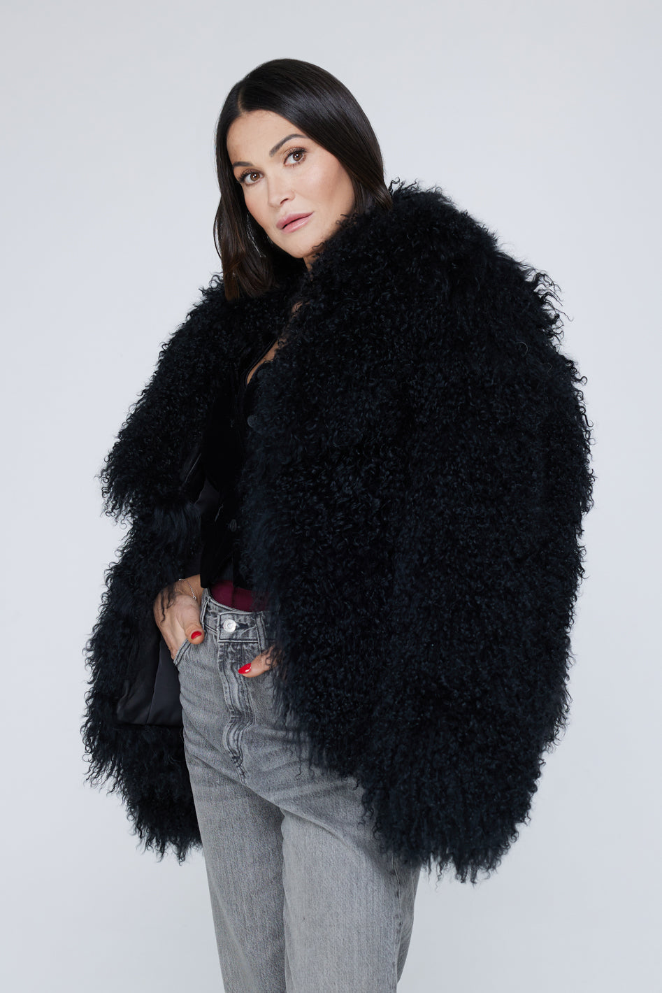 Mongolia shearling Coat Black