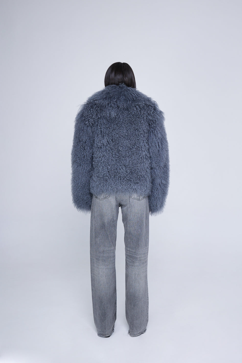 Manteau en peau de mouton Mongolie Gris