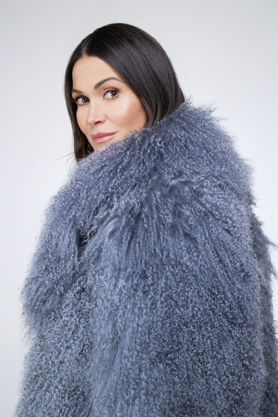 Manteau en peau de mouton Mongolie Gris