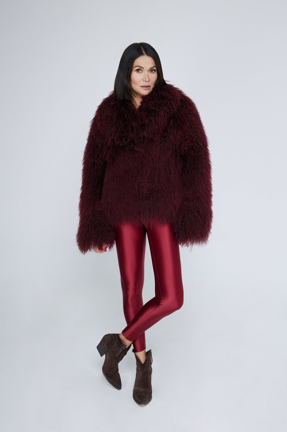 Mongolia shearling Coat burgundy