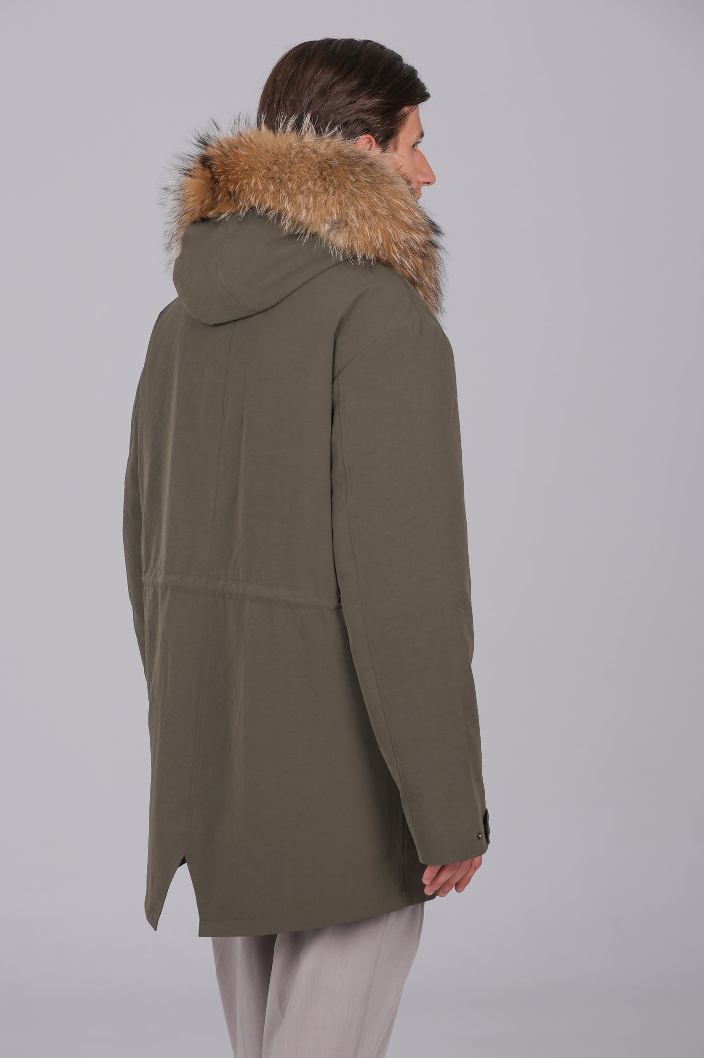Parka longue en coton mélangé imperméable Raccon et lapin rex
