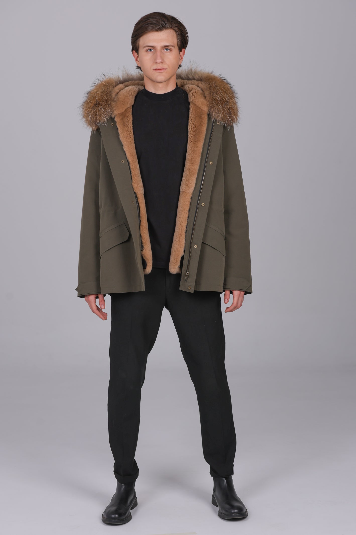Parka courte imperméable en coton mélangé Raccon et Rex Rabbit