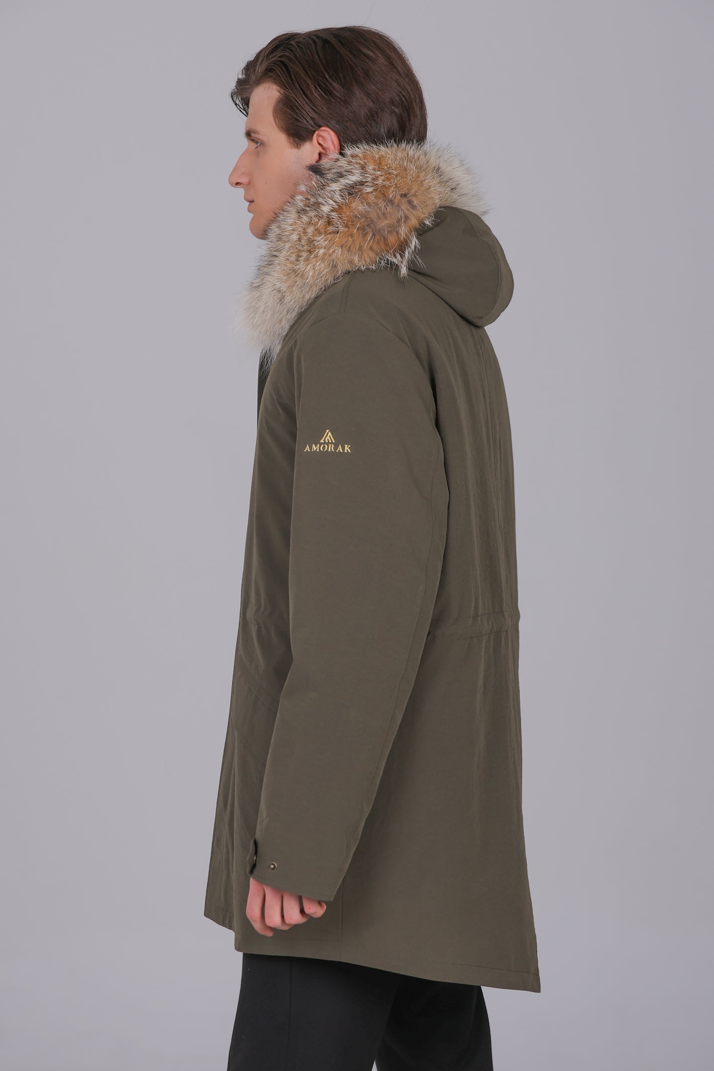 Parka longue Coyote et Rex Rabbit en coton mélangé imperméable