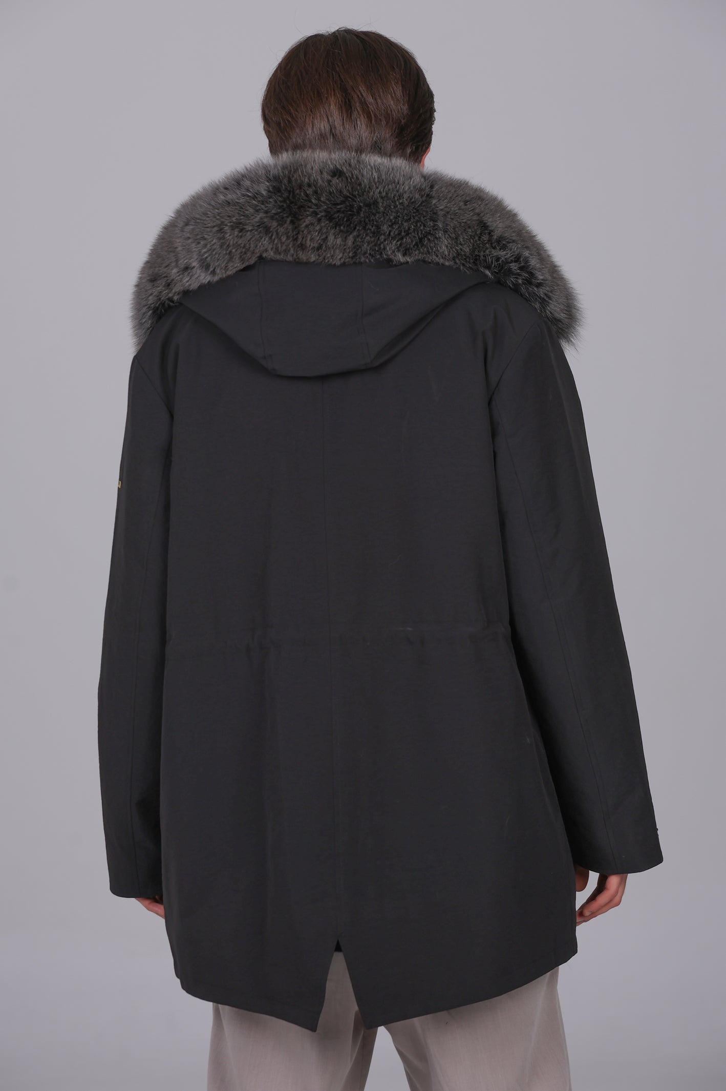 Parka longue en coton mélangé imperméable renard et lapin rex