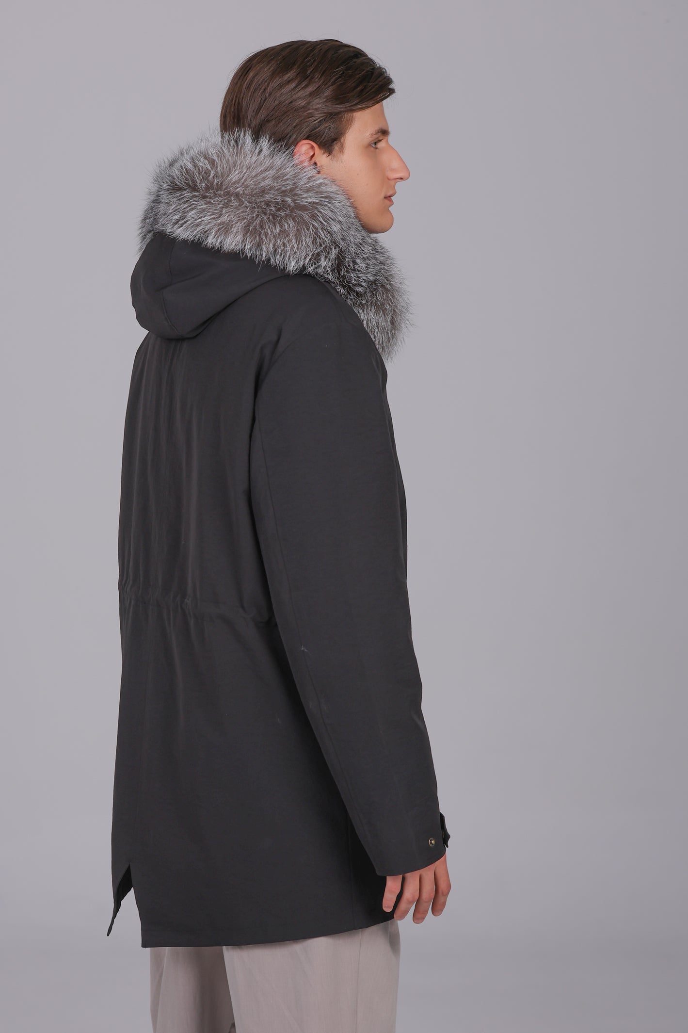 Parka longue en coton mélangé imperméable fox givre