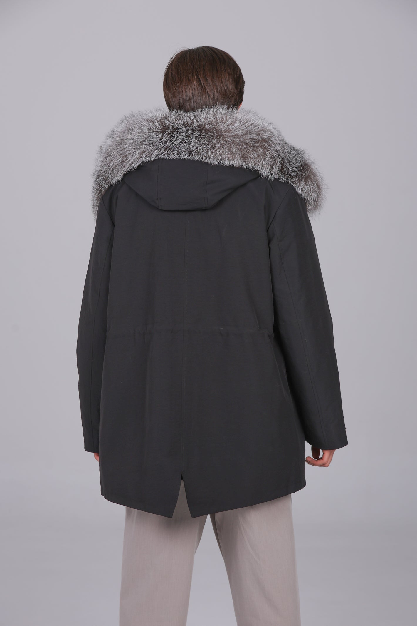 Parka longue en coton mélangé imperméable fox givre