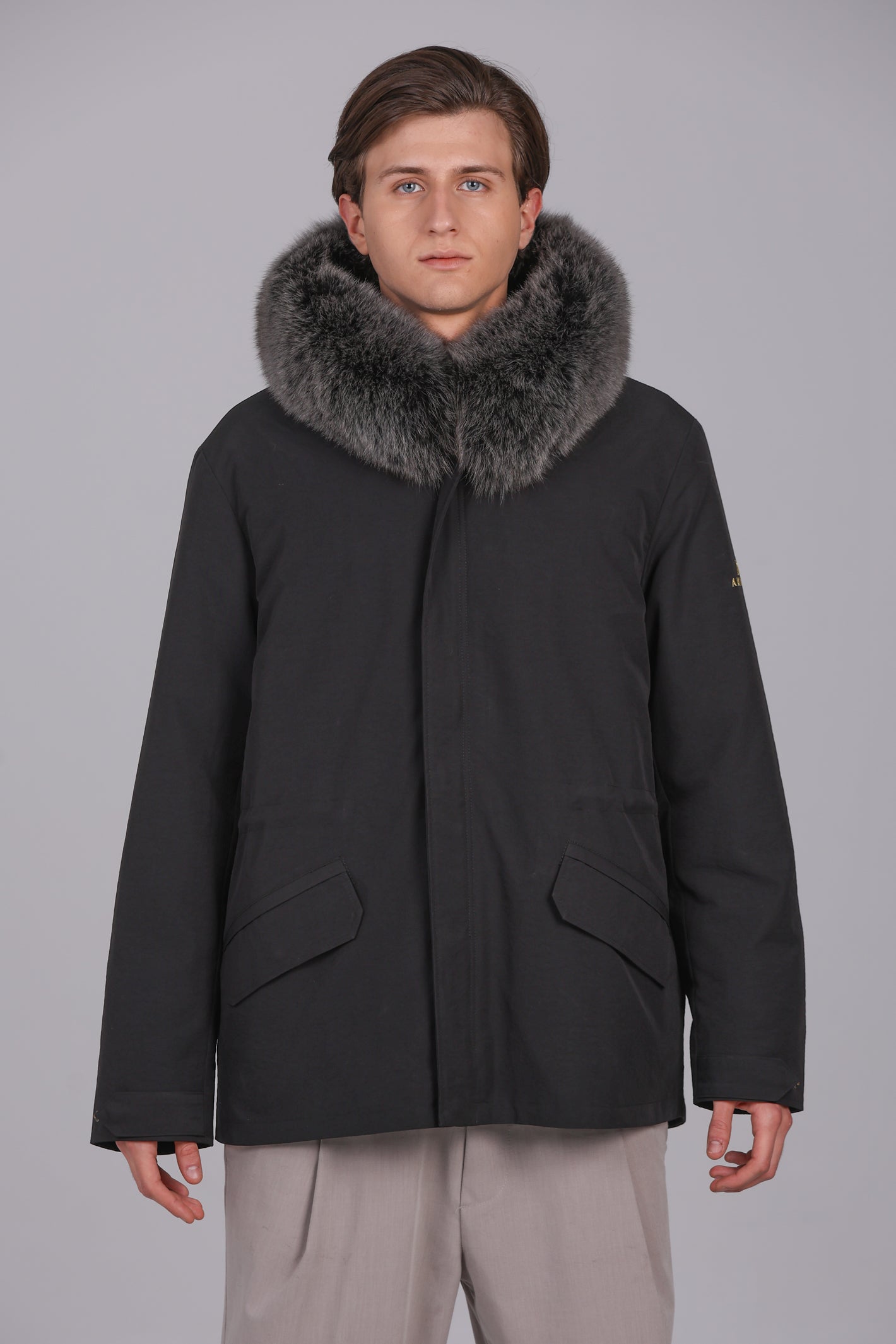 Parka courte imperméable en coton mélangé Fox Silver
