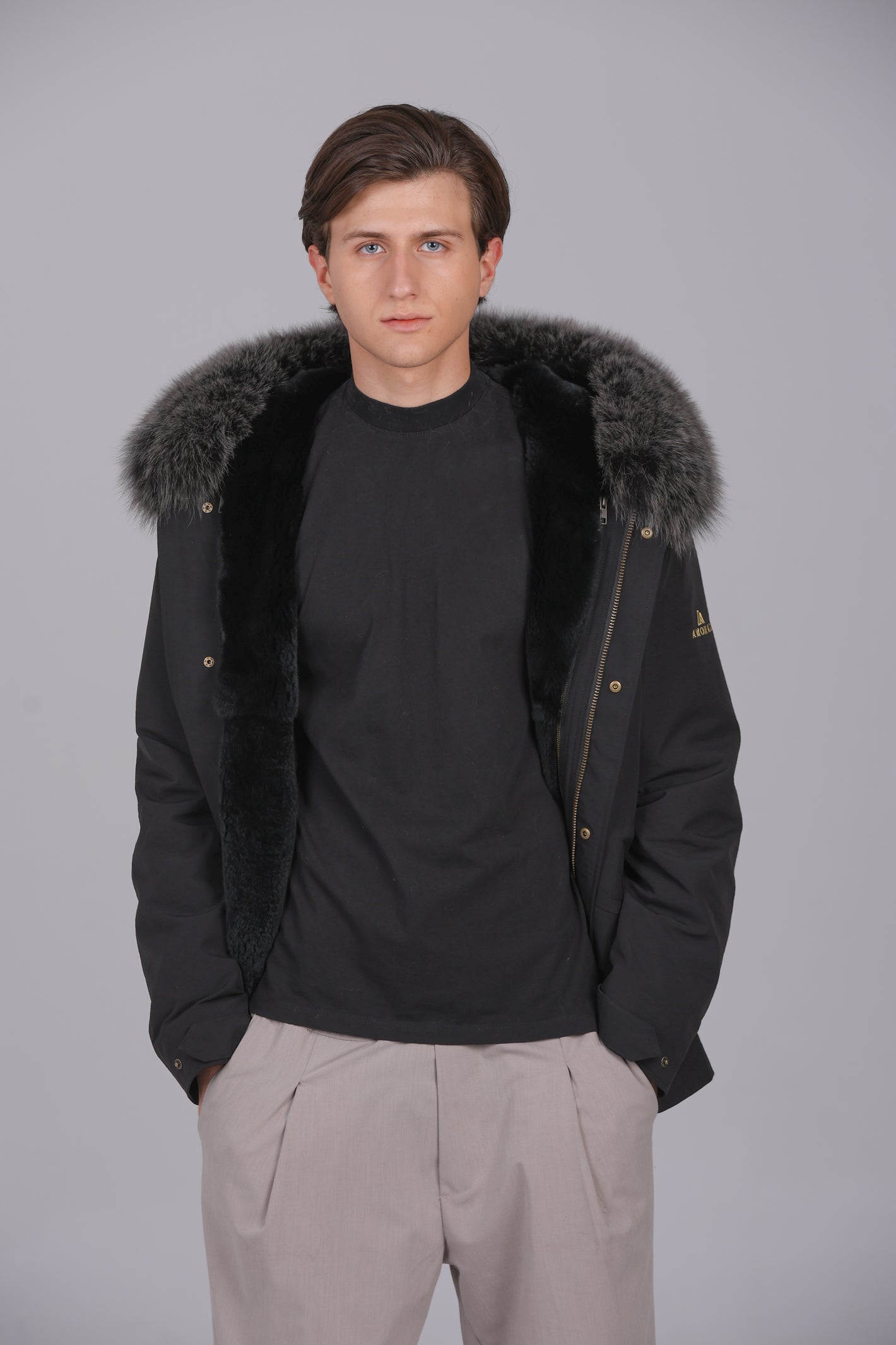 Parka courte imperméable en coton mélangé Fox Silver