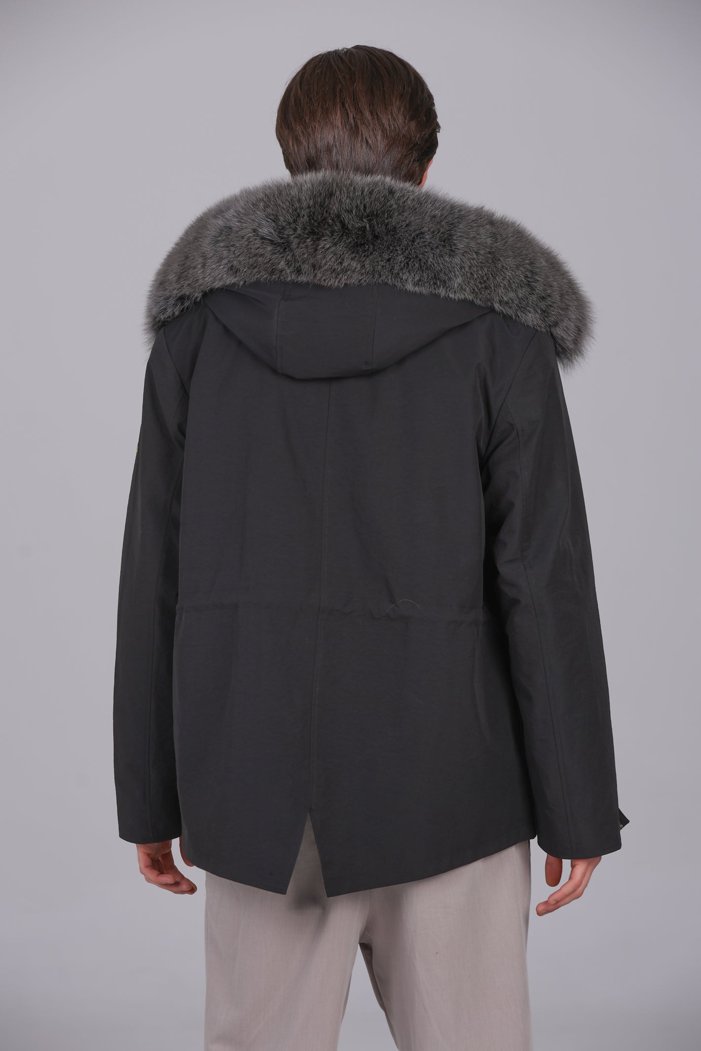 Parka courte imperméable en coton mélangé Fox Silver