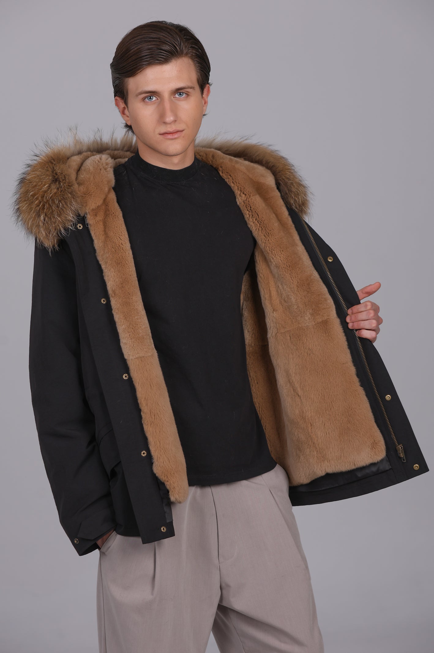 Parka corta impermeable de mezcla de algodón Raccon and Rex Rabbit