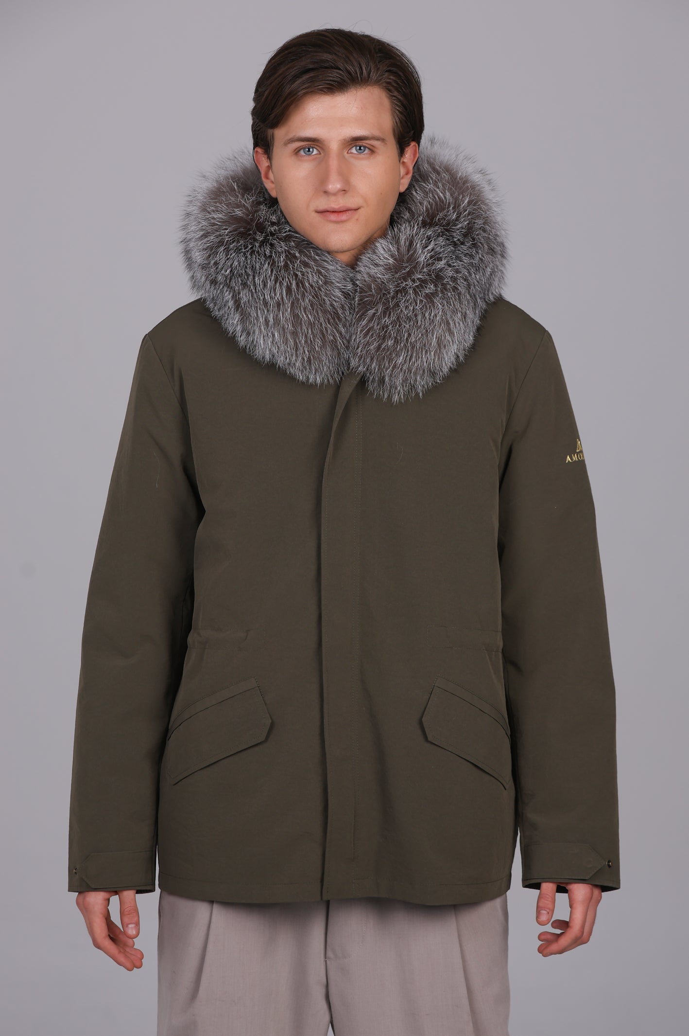 Parka courte en coton mélangé imperméable fox givre
