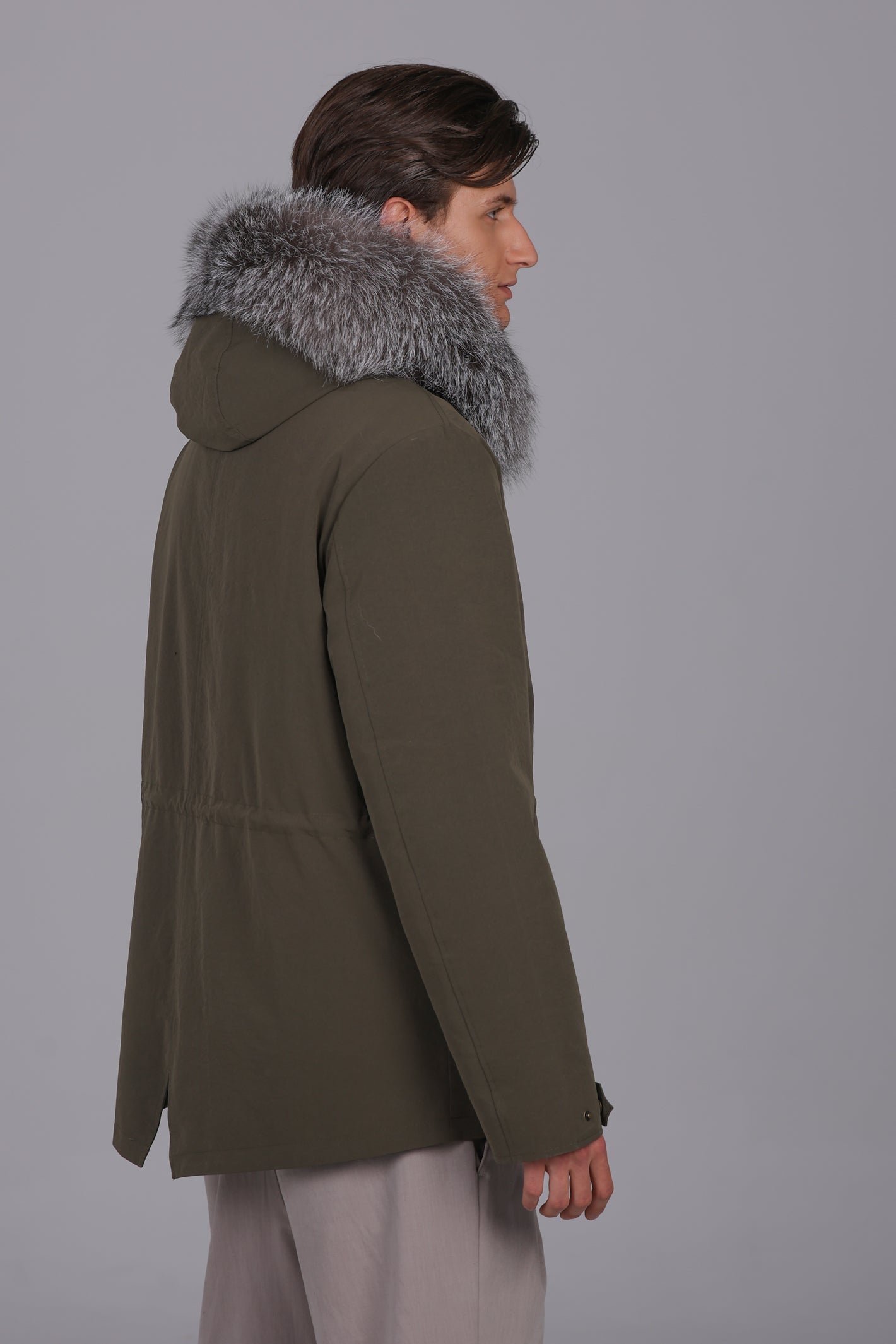 Parka courte en coton mélangé imperméable fox givre