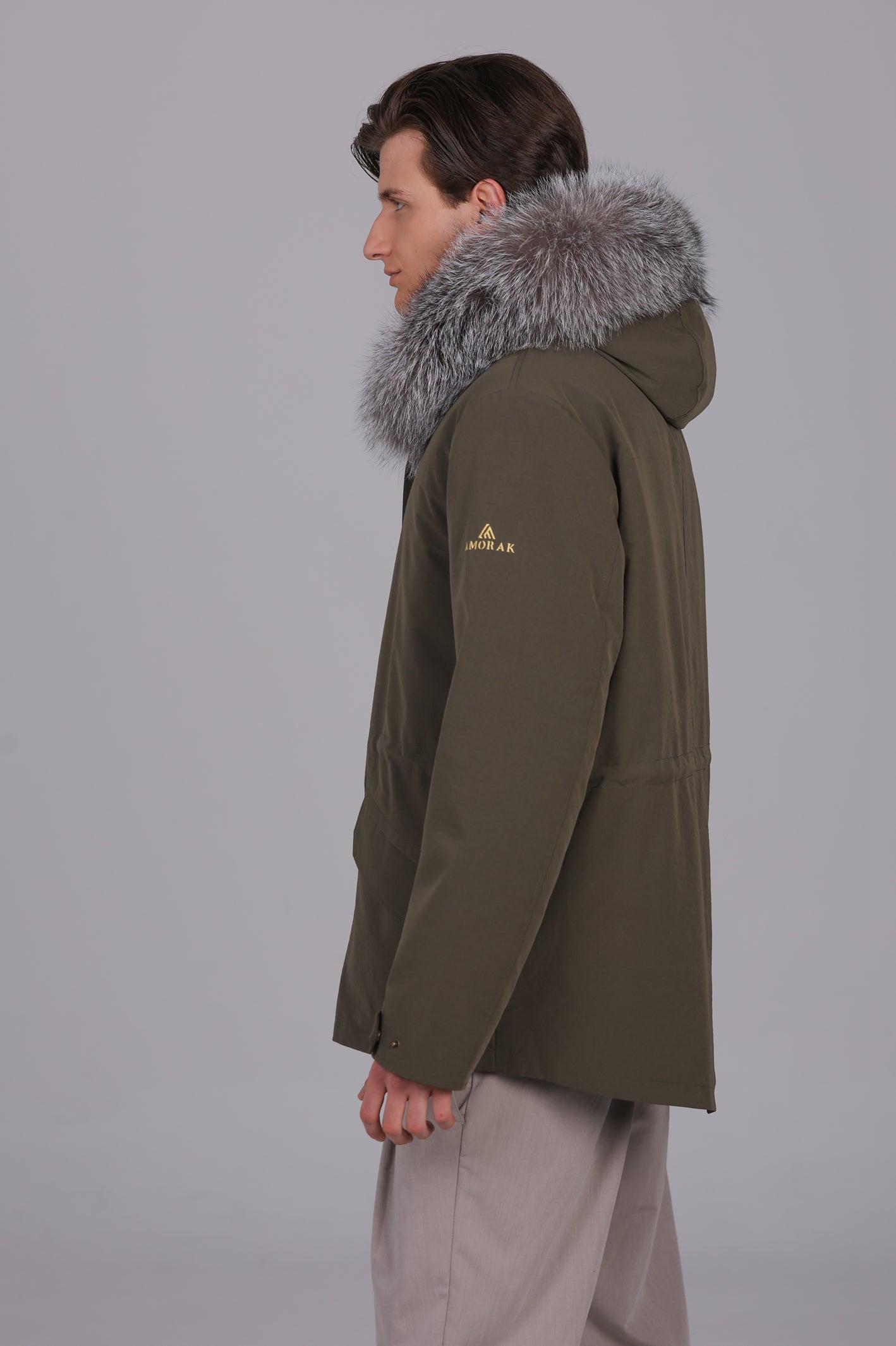 Parka courte en coton mélangé imperméable fox givre