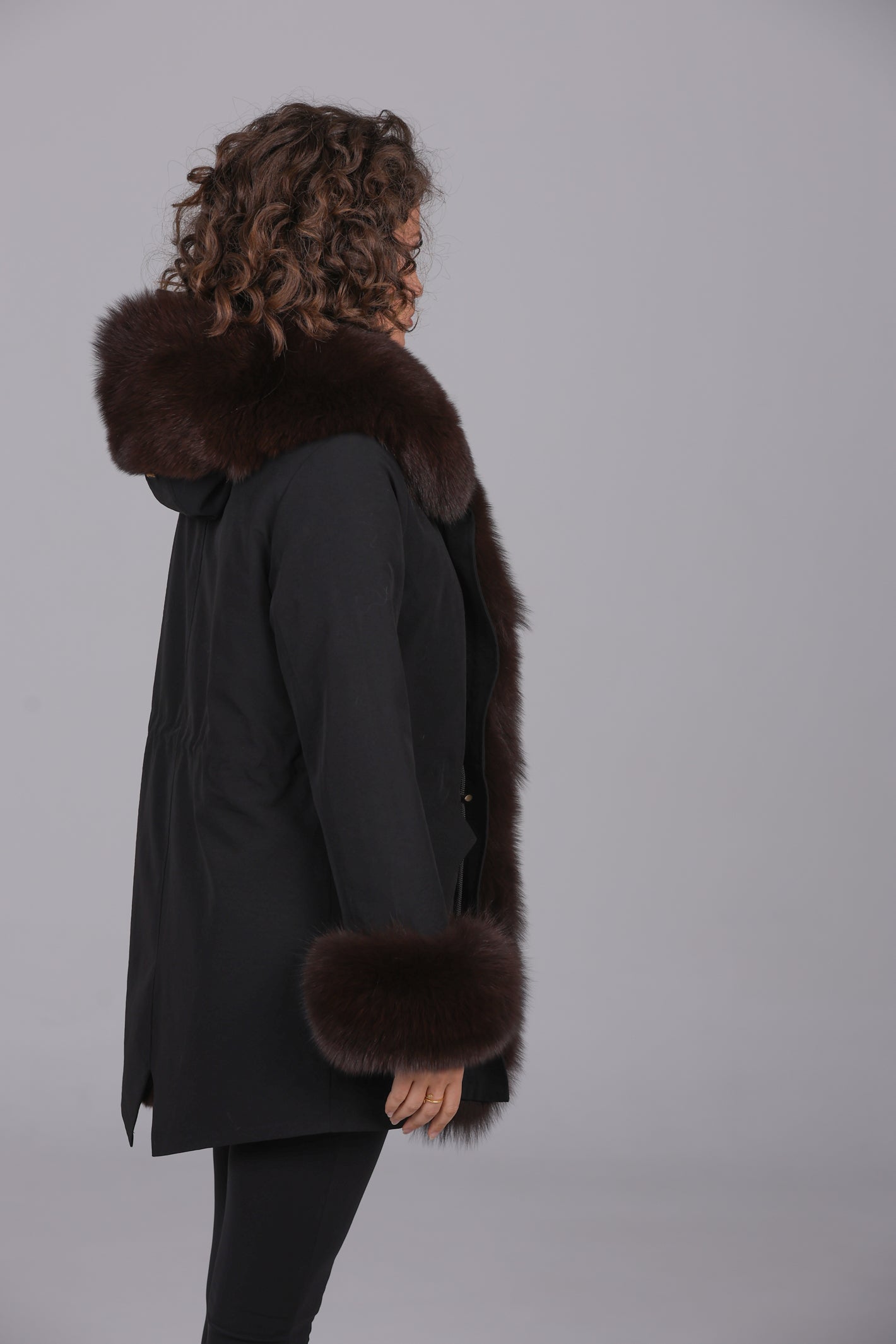 Fox Brown waterproof cotton blend long parka