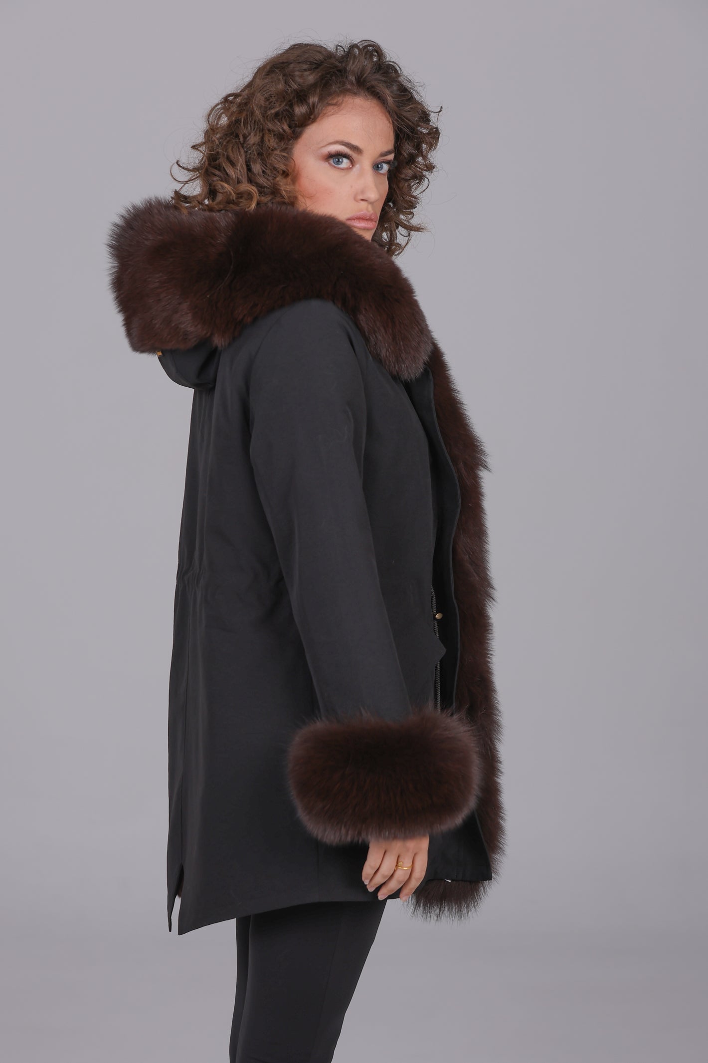 Fox Brown waterproof cotton blend long parka