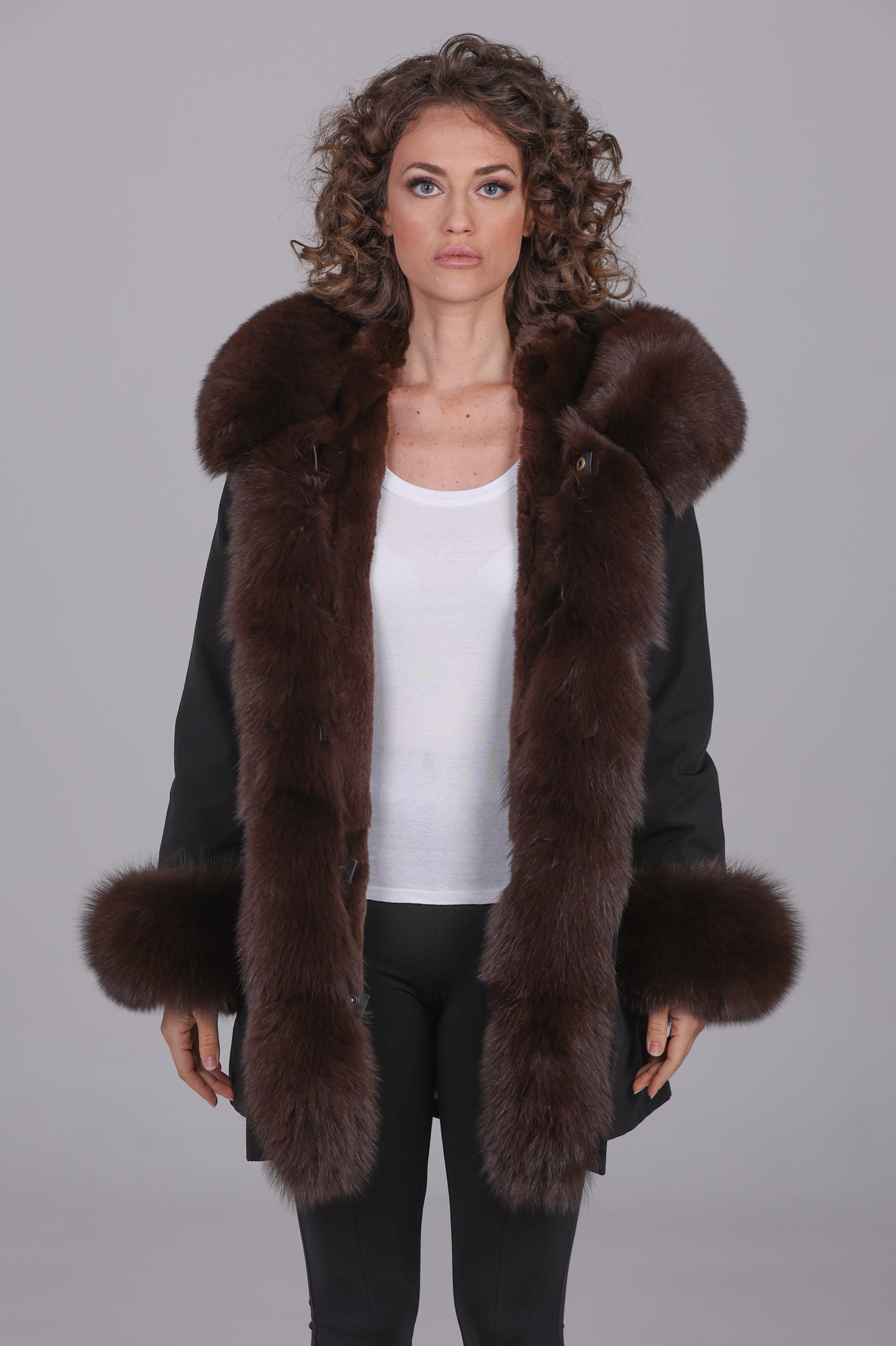 Fox Brown waterproof cotton blend long parka